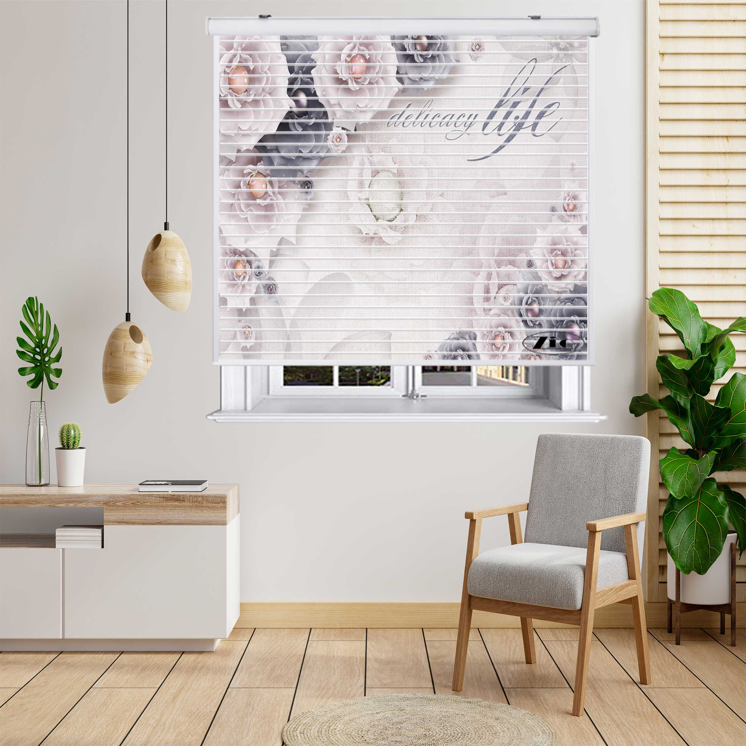 پرده زبرا زیو مدل سیلوئت 3D1501 سایز 150x150 سانتی متر