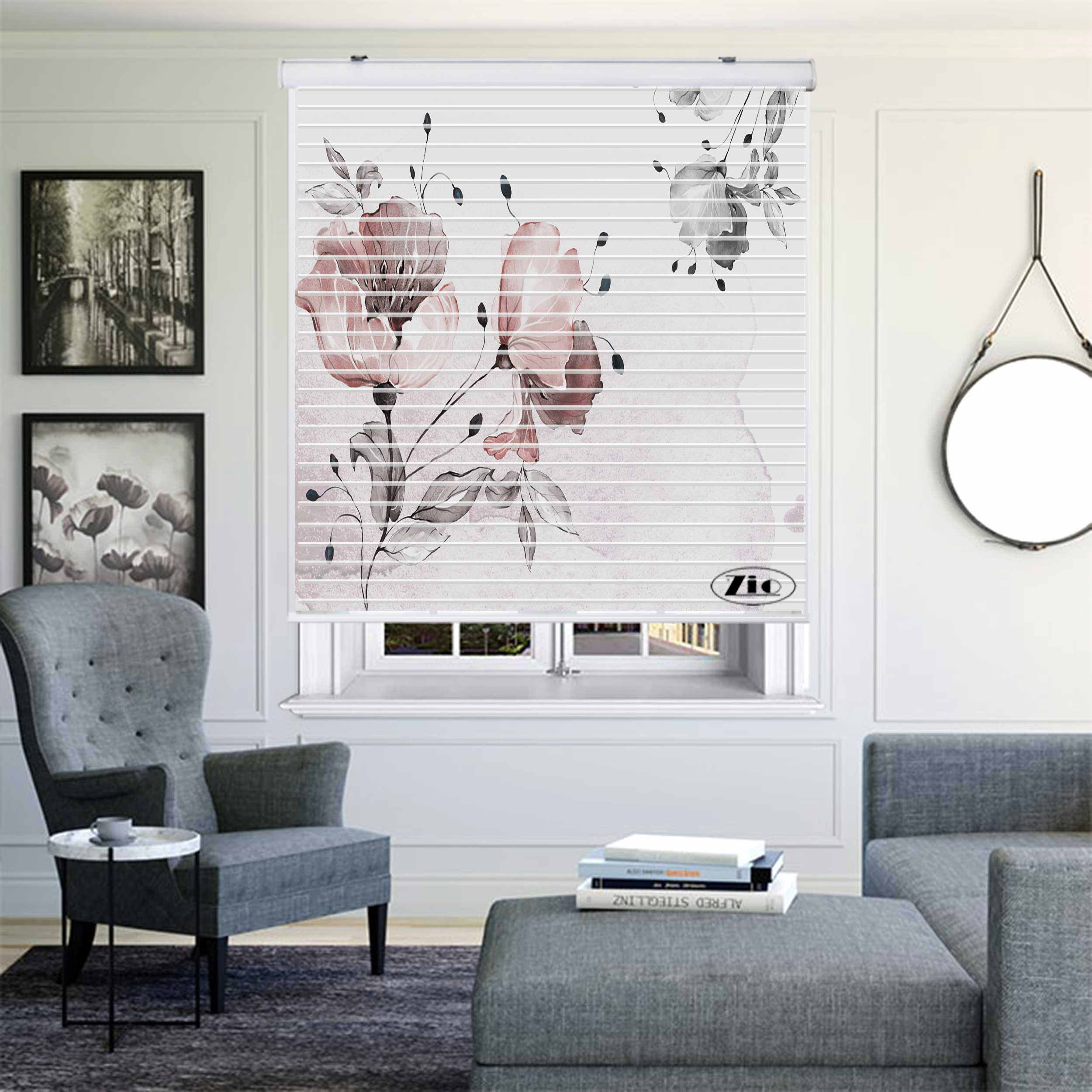 پرده زبرا زیو مدل سیلوئت P-6084 سایز 150x150 سانتی متر