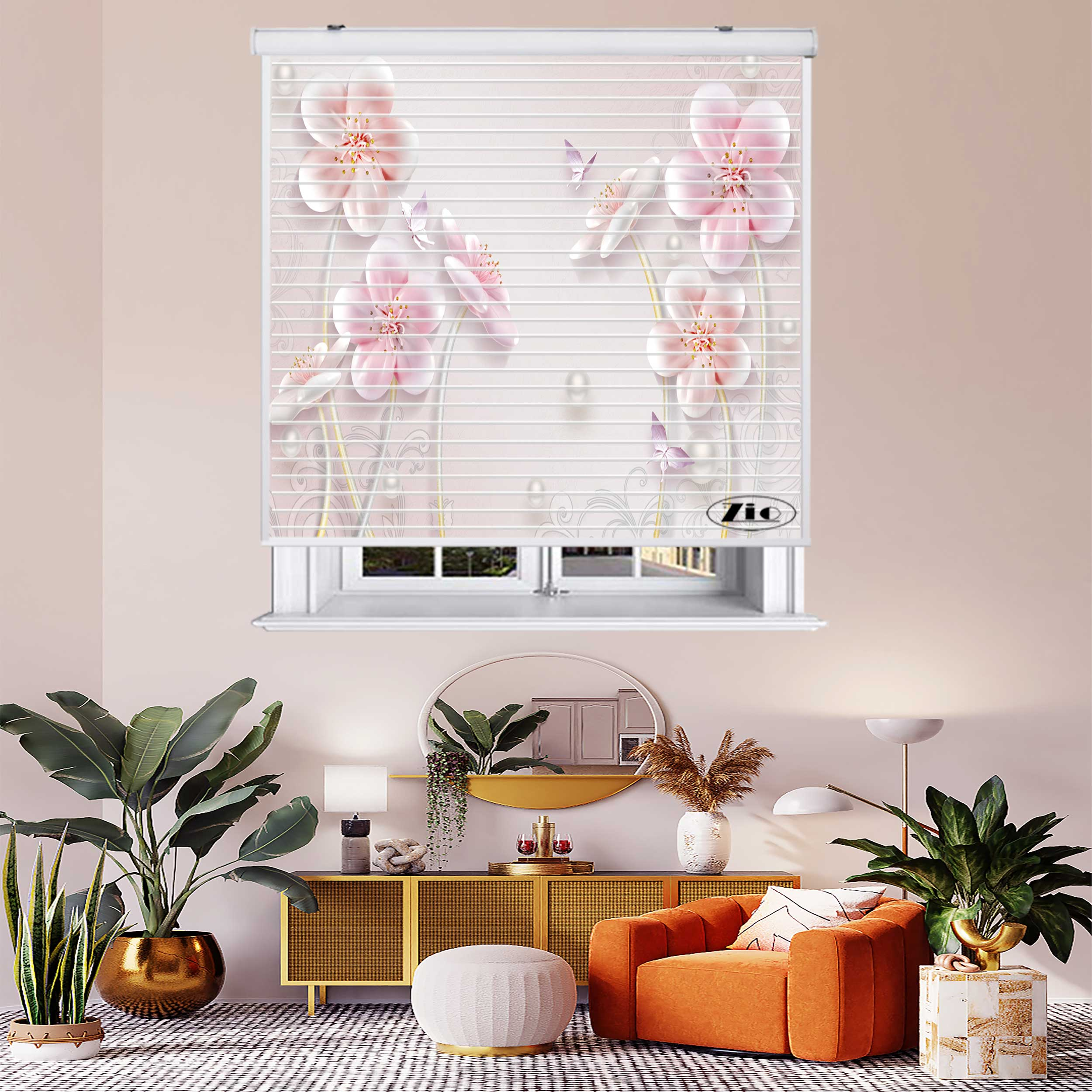 پرده زبرا زیو مدل سیلوئت 3D1356 سایز 150x150 سانتی متر