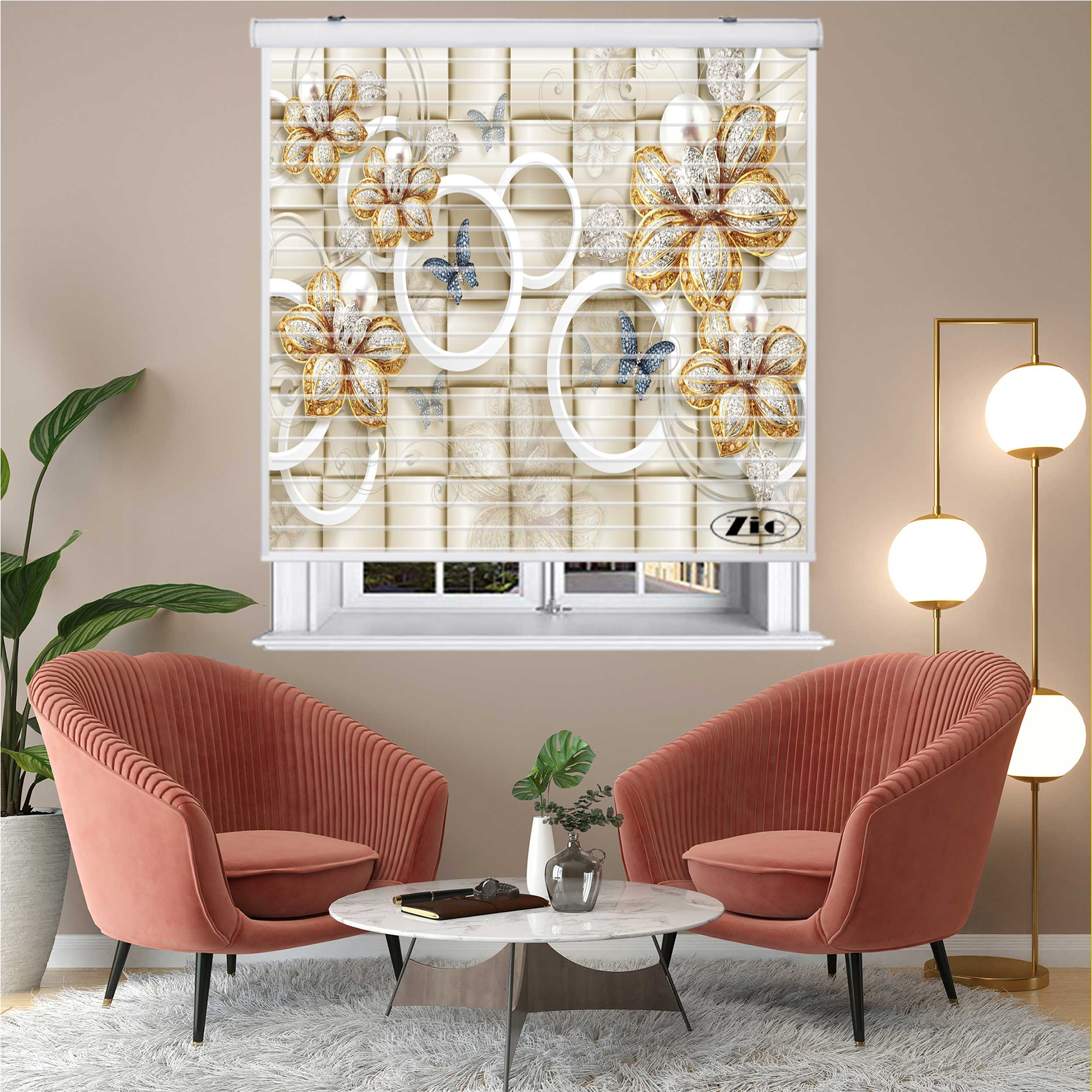 پرده زبرا زیو مدل سیلوئت 3D1267 سایز 150x150 سانتی متر