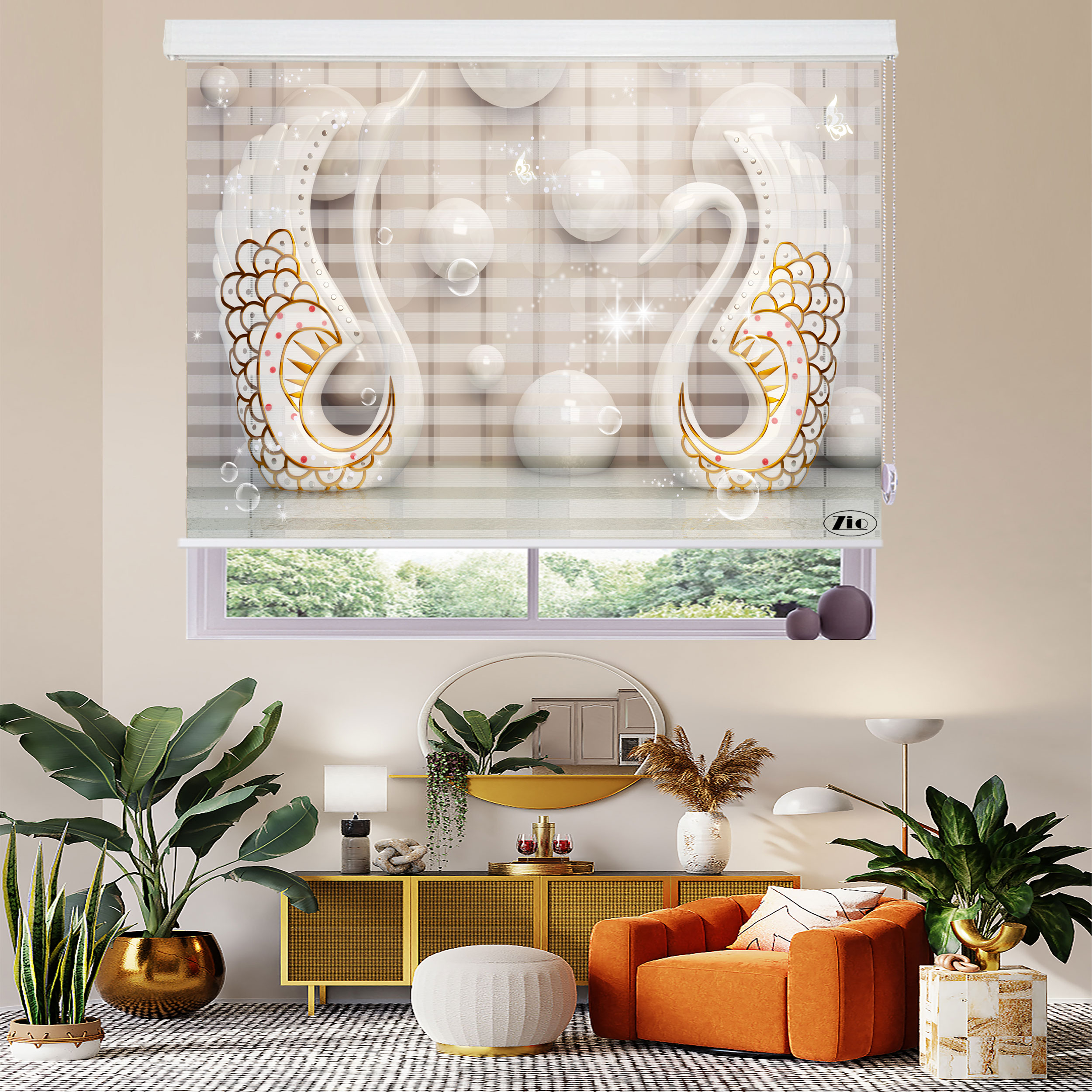 پرده زبرا زیو مدل 3D-1199 سایز 150x200 سانتی متر