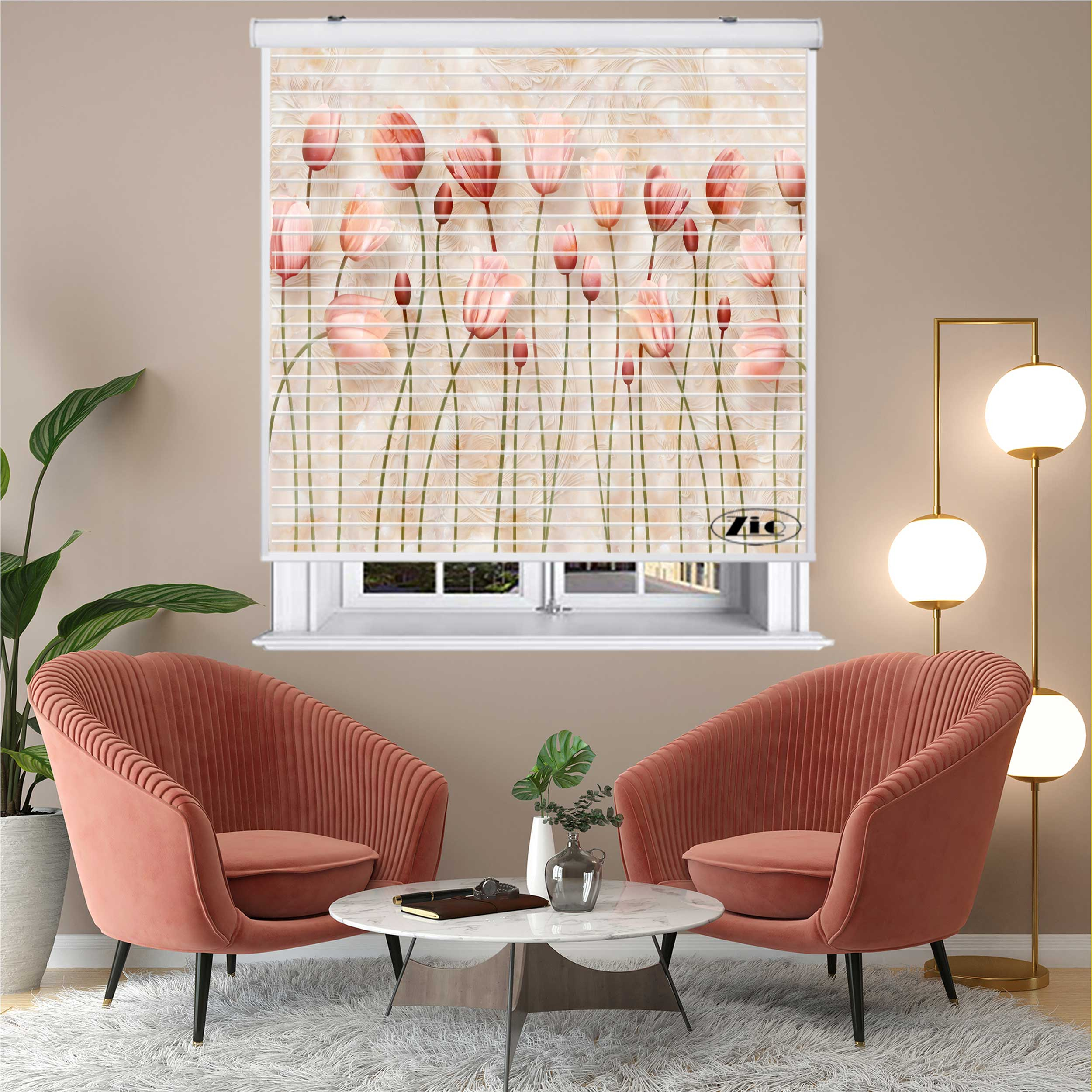 پرده زبرا زیو مدل سیلوئت 3D1409 سایز 150x150 سانتی متر