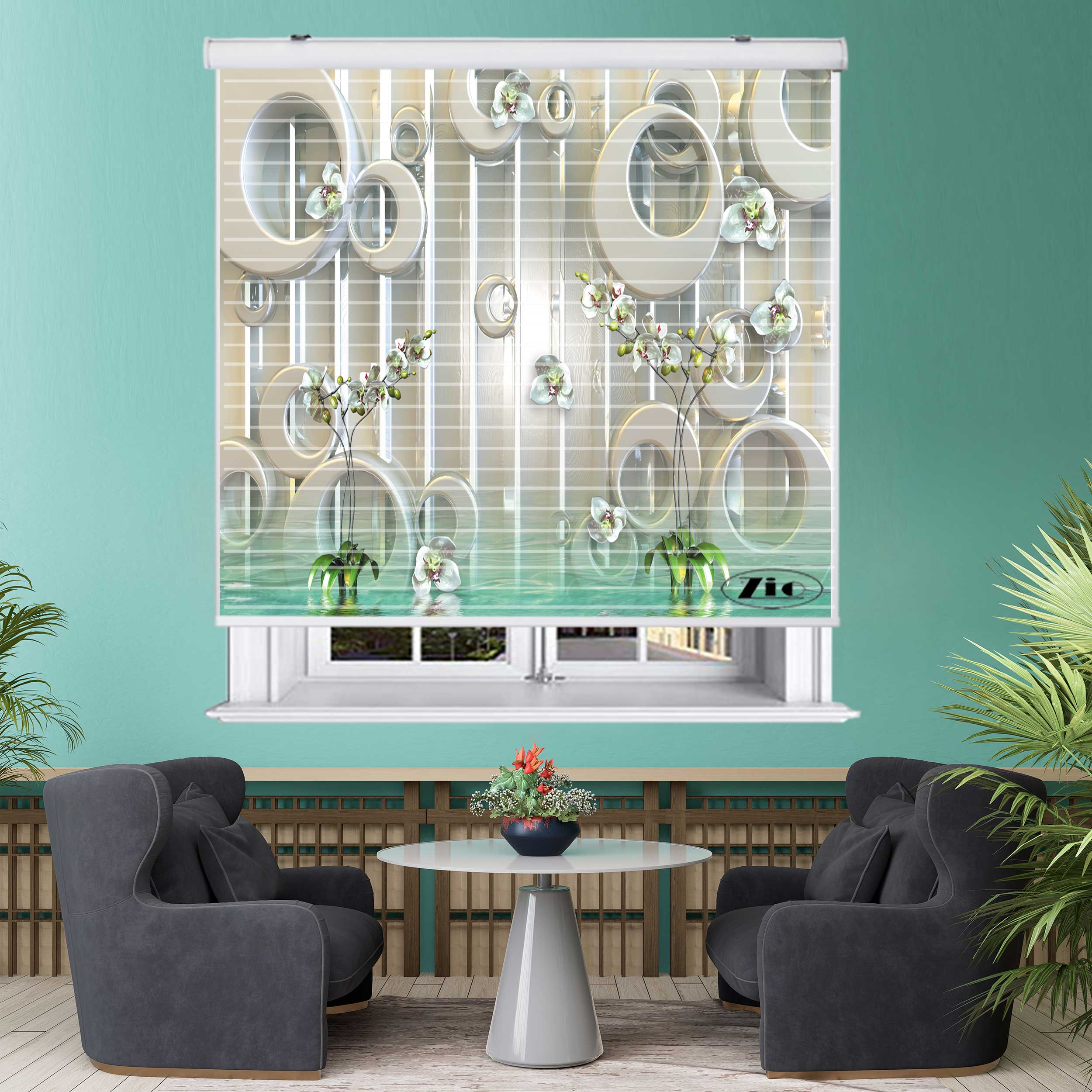 پرده زبرا زیو مدل 3D1112 سایز 150x150 سانتی متر