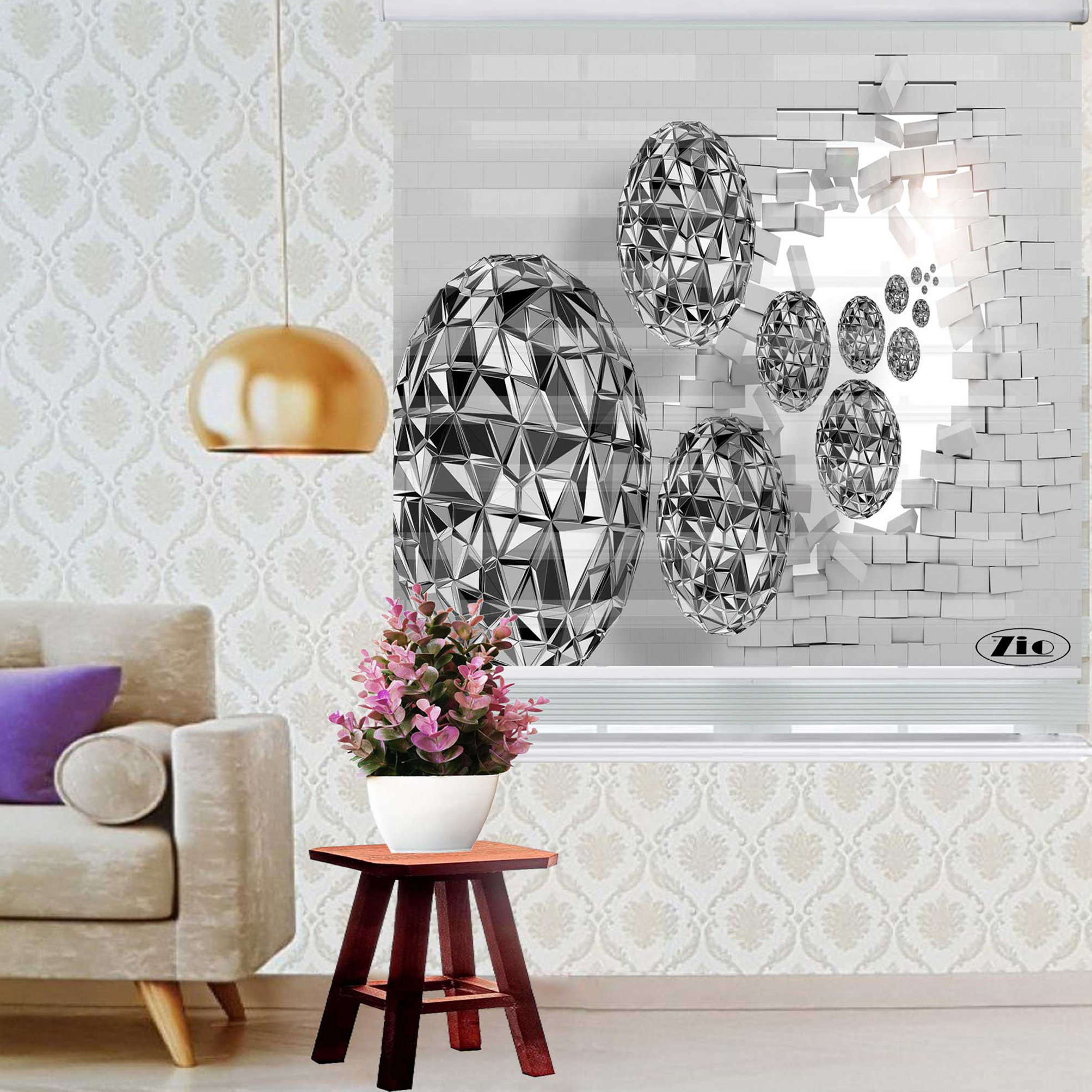 پرده زبرا زیو کد 3D1077 سایز 150x200 سانتی متر