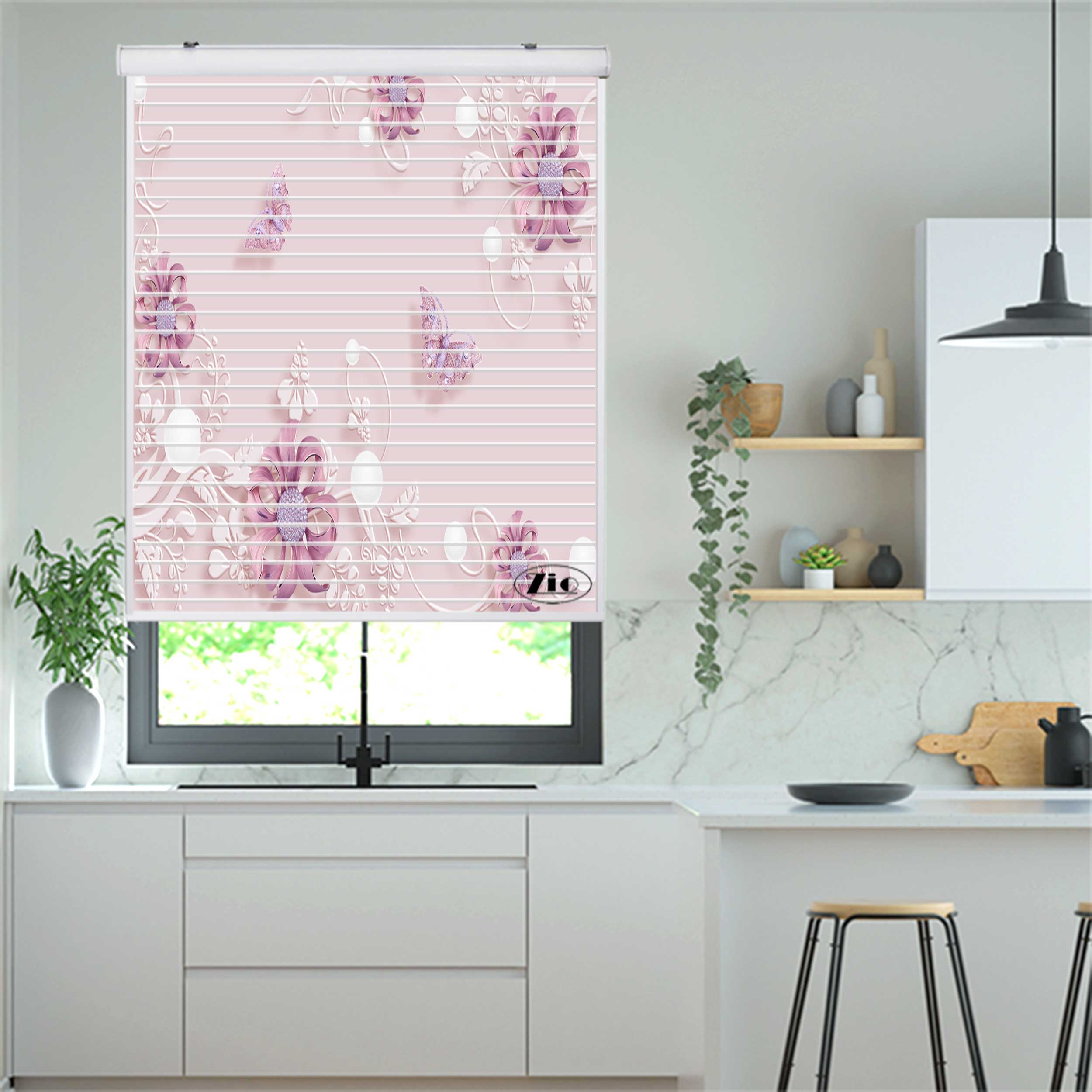 پرده زبرا زیو مدل سیلوئت 3D1327 سایز 150x150 سانتی متر