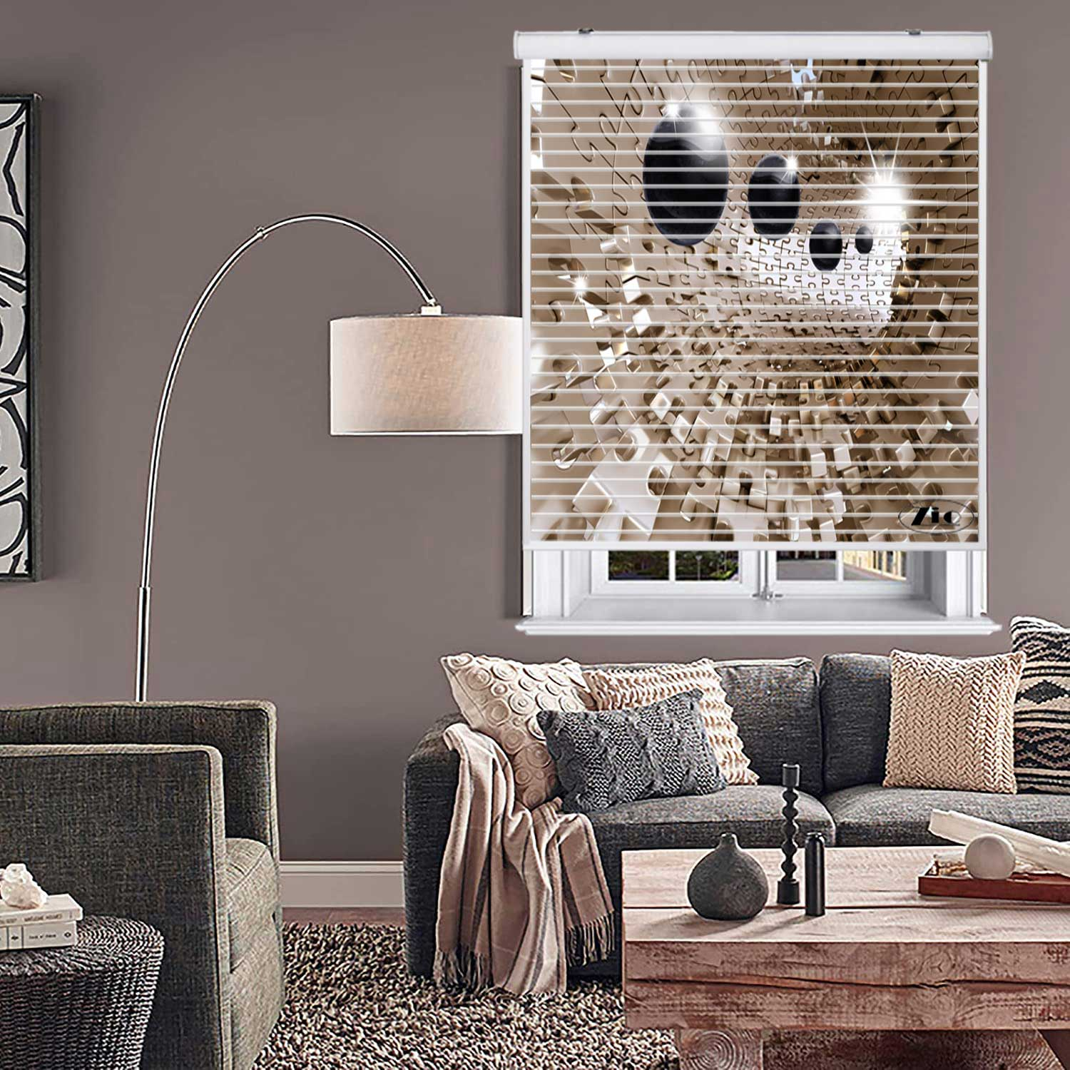 پرده زبرا زیو مدل سیلوئت 3D1545 سایز 150x150 سانتی متر