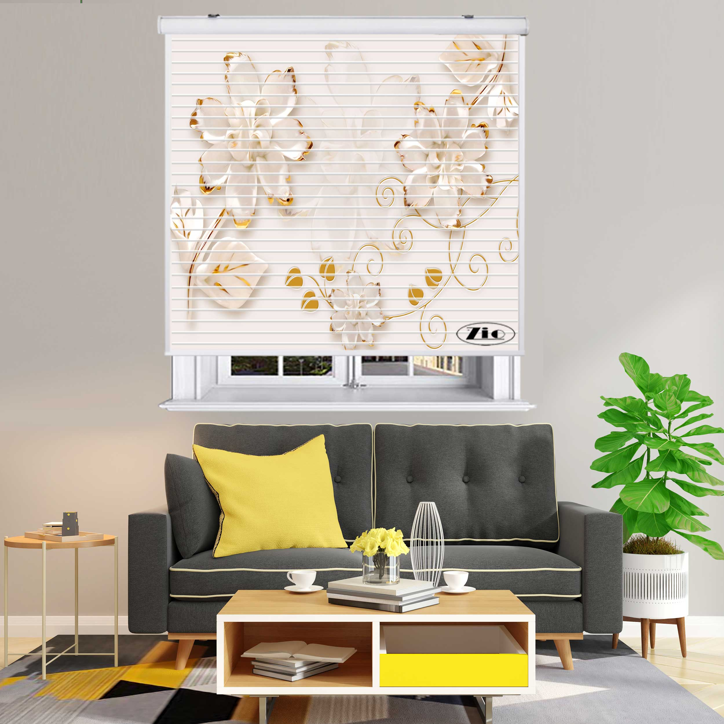 پرده زبرا زیو مدل سیلوئت 3D1392 سایز 150x150 سانتی متر