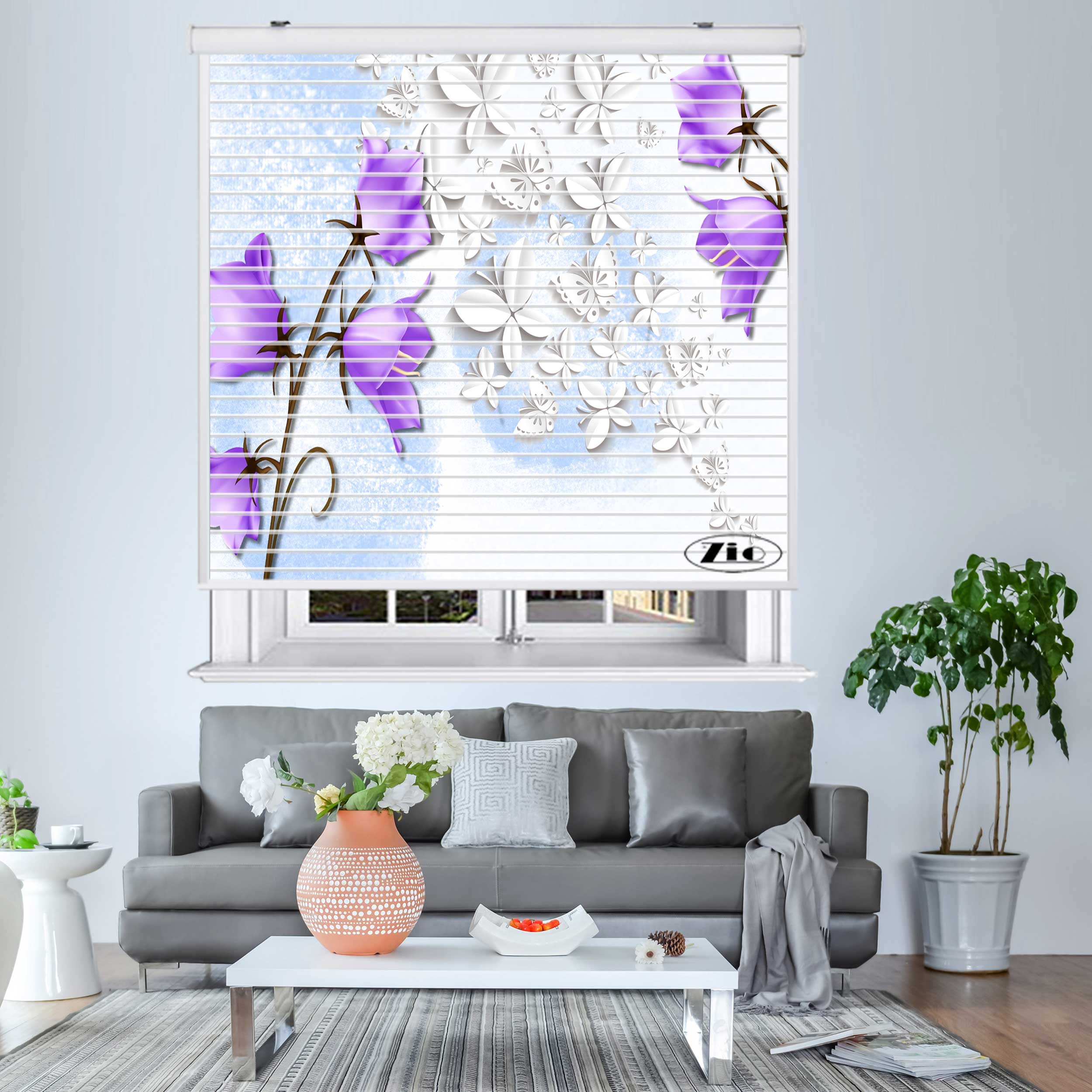 پرده زبرا زیو مدل سیلوئت 3D1425 سایز 150x150 سانتی متر