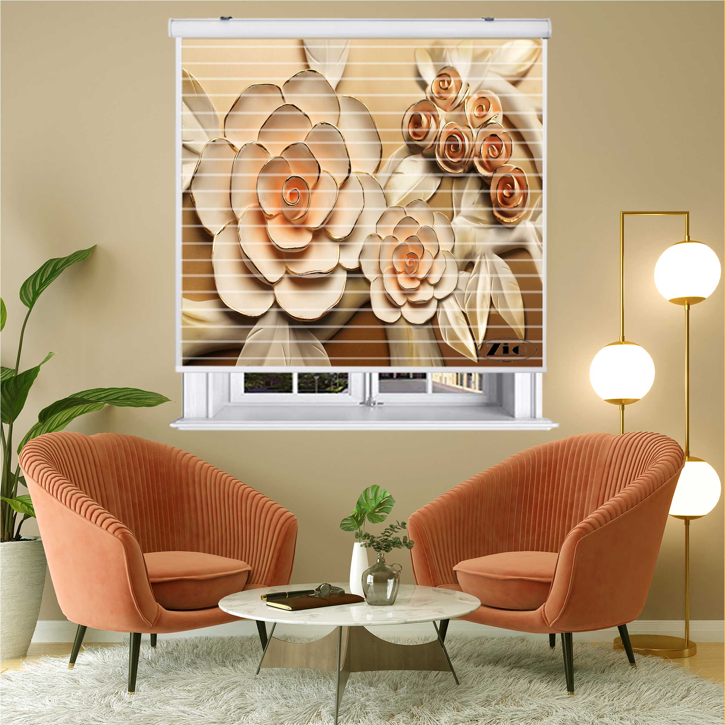 پرده زبرا زیو مدل سیلوئت 3D1138 سایز 150x150 سانتی متر