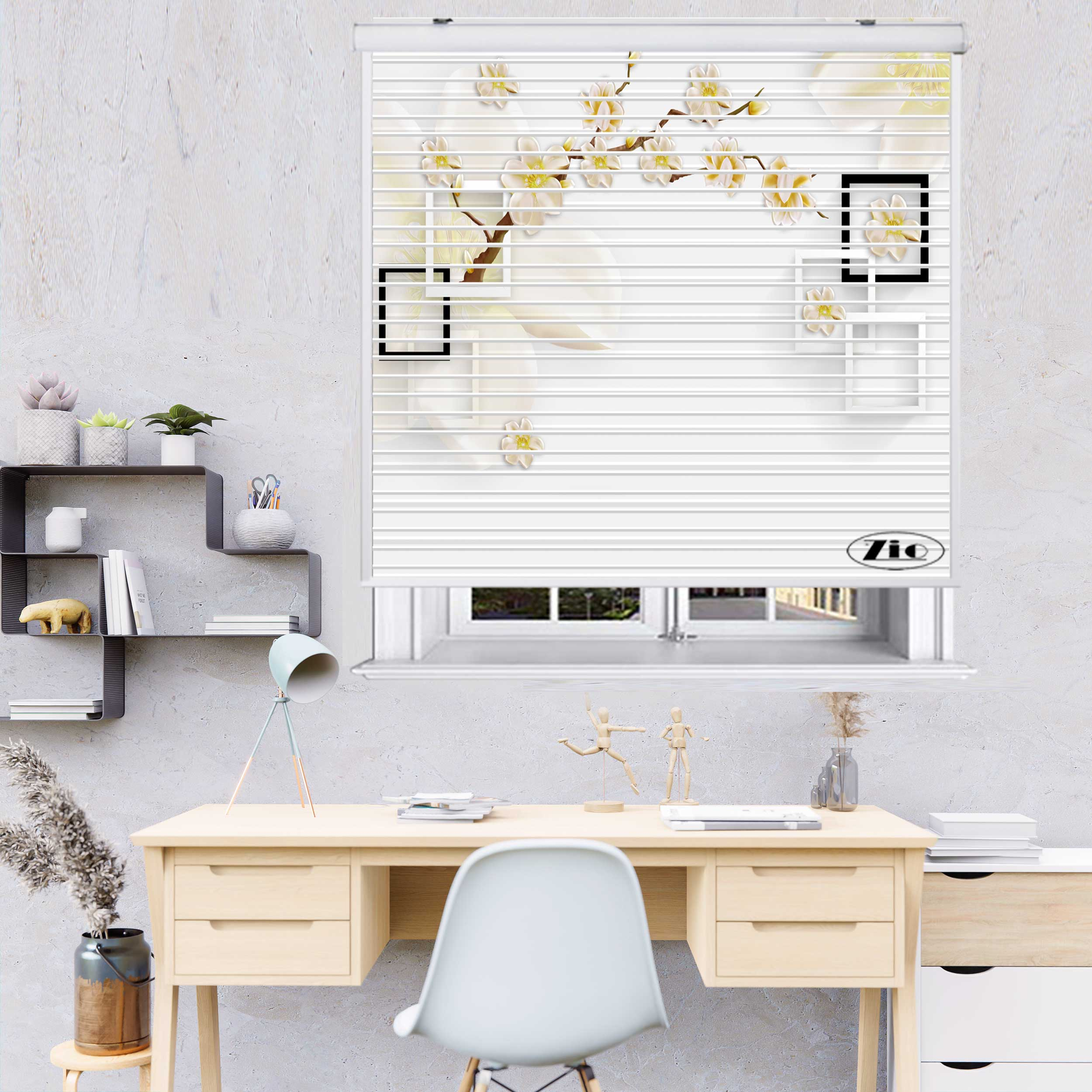 پرده زبرا زیو مدل سیلوئت 3D1250 سایز 150x150 سانتی متر