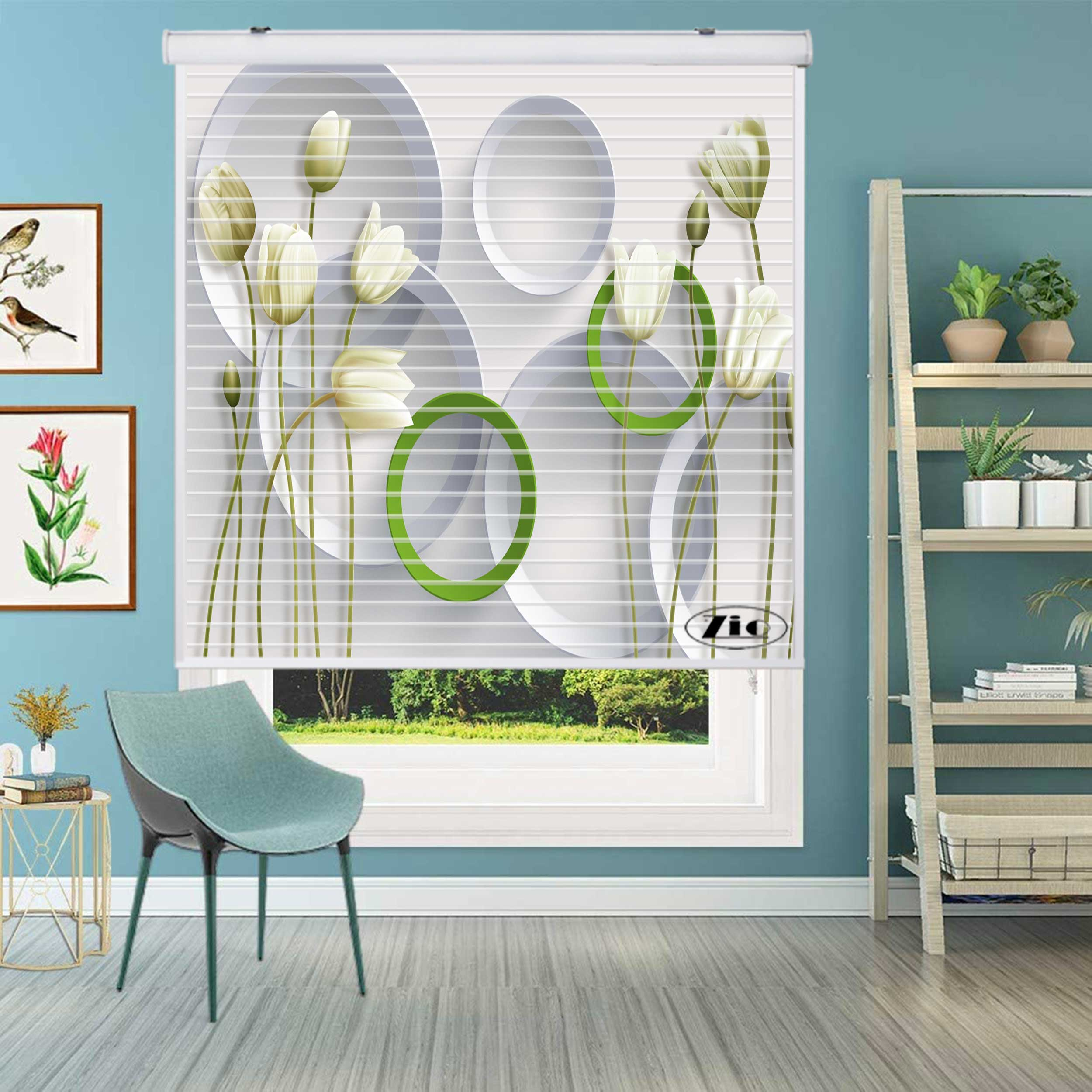 پرده زبرا زیو مدل سیلوئت 3D1424 سایز 150x150 سانتی متر