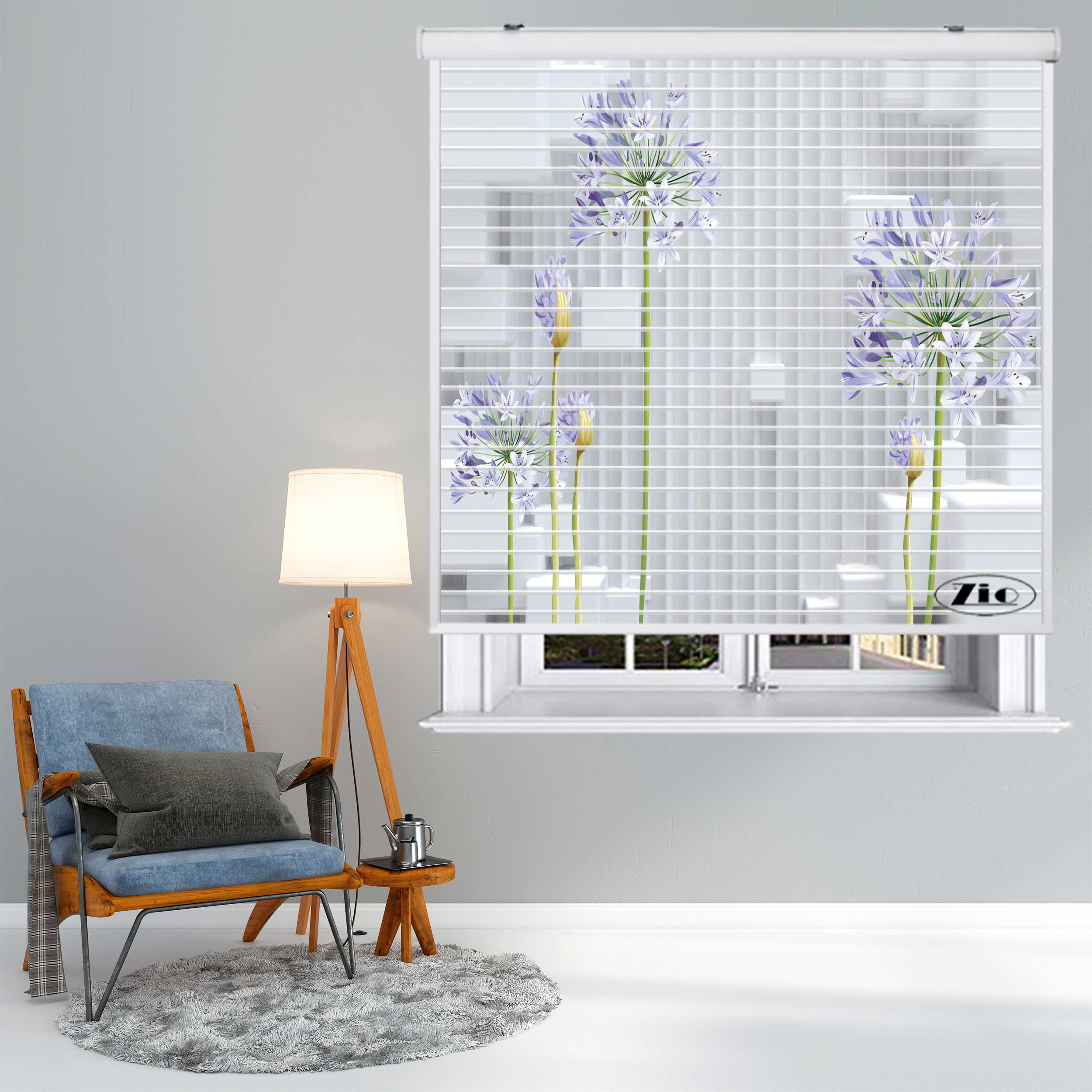 پرده زبرا زیو مدل سیلوئت 3D1472 سایز 150x150 سانتی متر