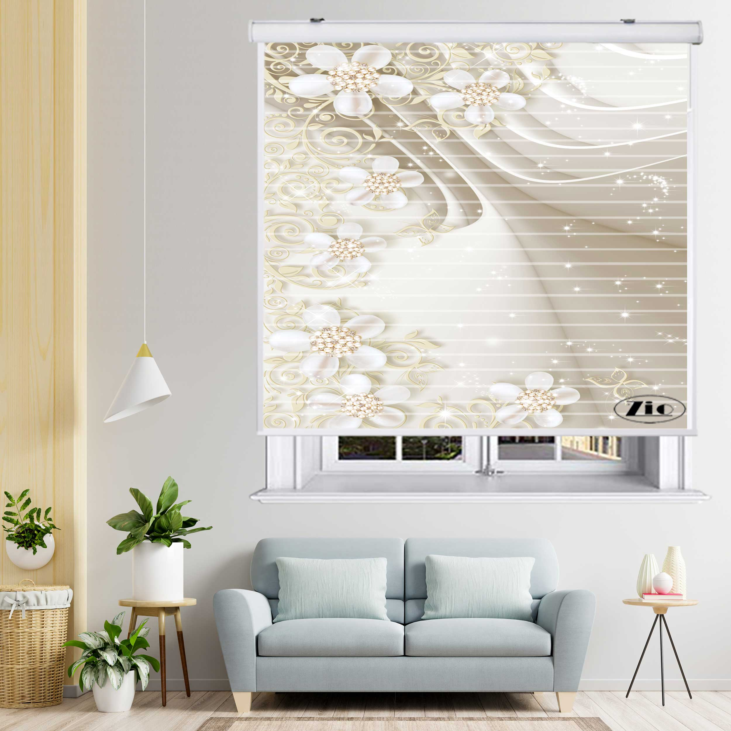 پرده زبرا زیو مدل سیلوئت 3D1203 سایز 150x150 سانتی متر