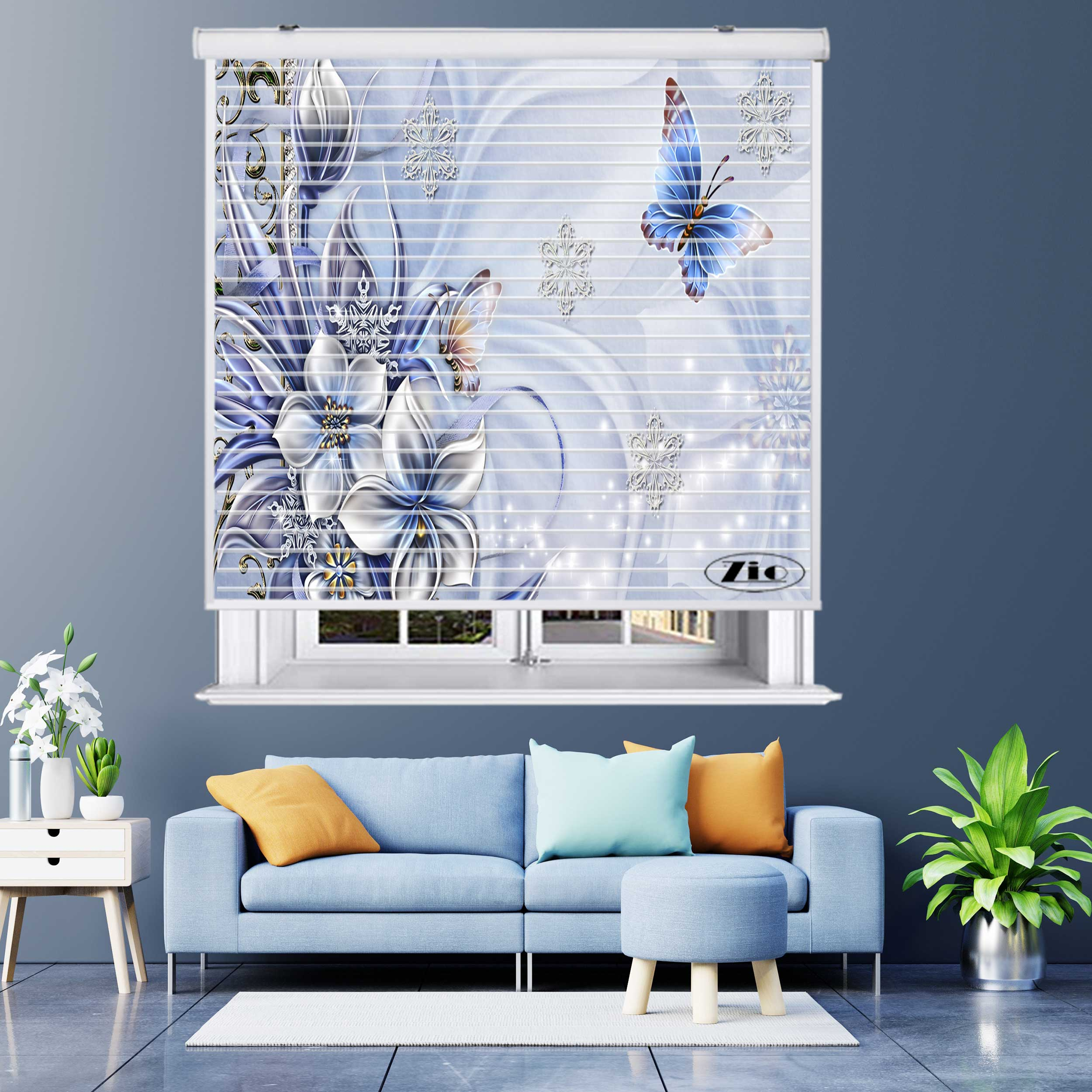 پرده زبرا زیو مدل سیلوئت 3D1422 سایز 150x150 سانتی متر
