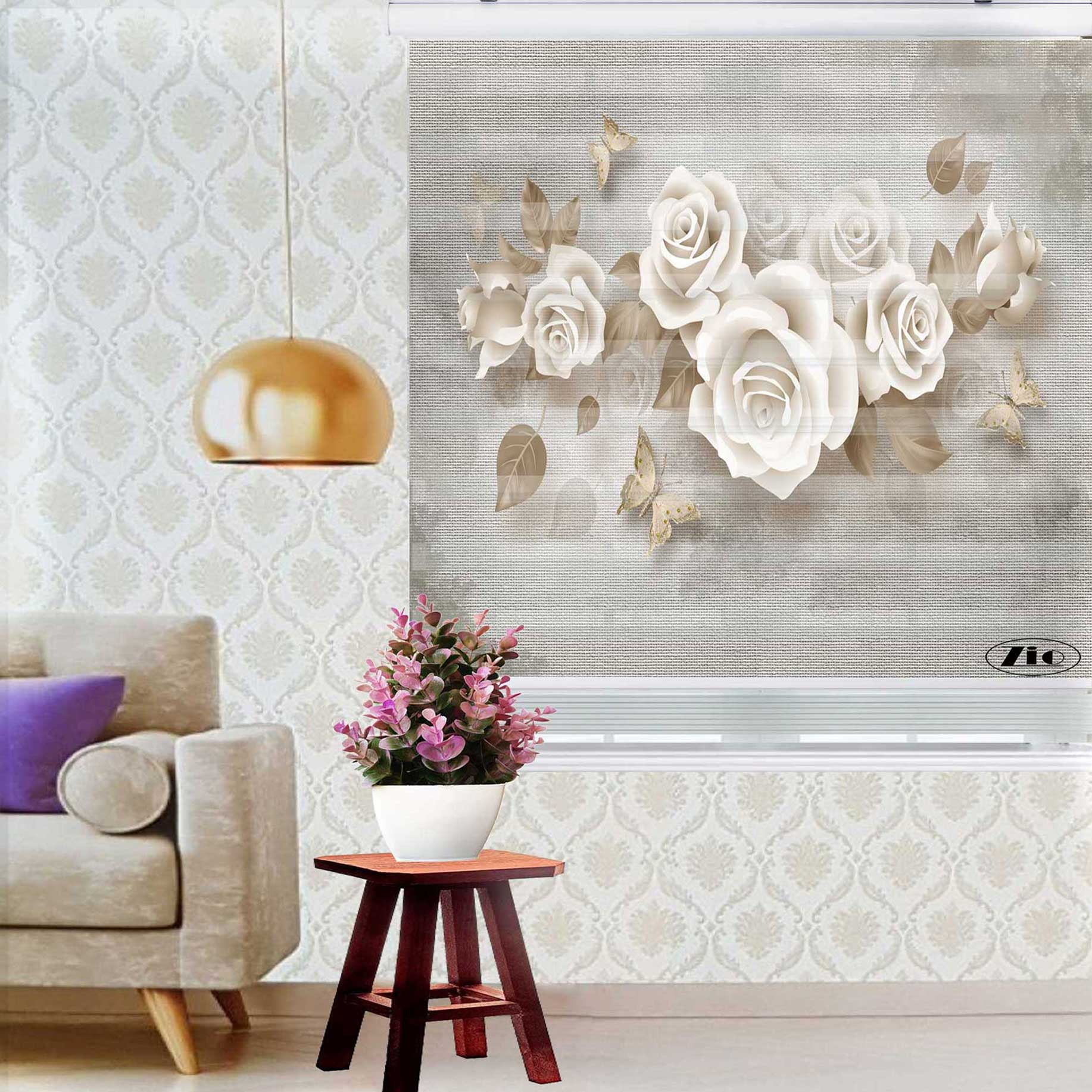 پرده زبرا زیو کد  3D1060 سایز 150x200 سانتی متر