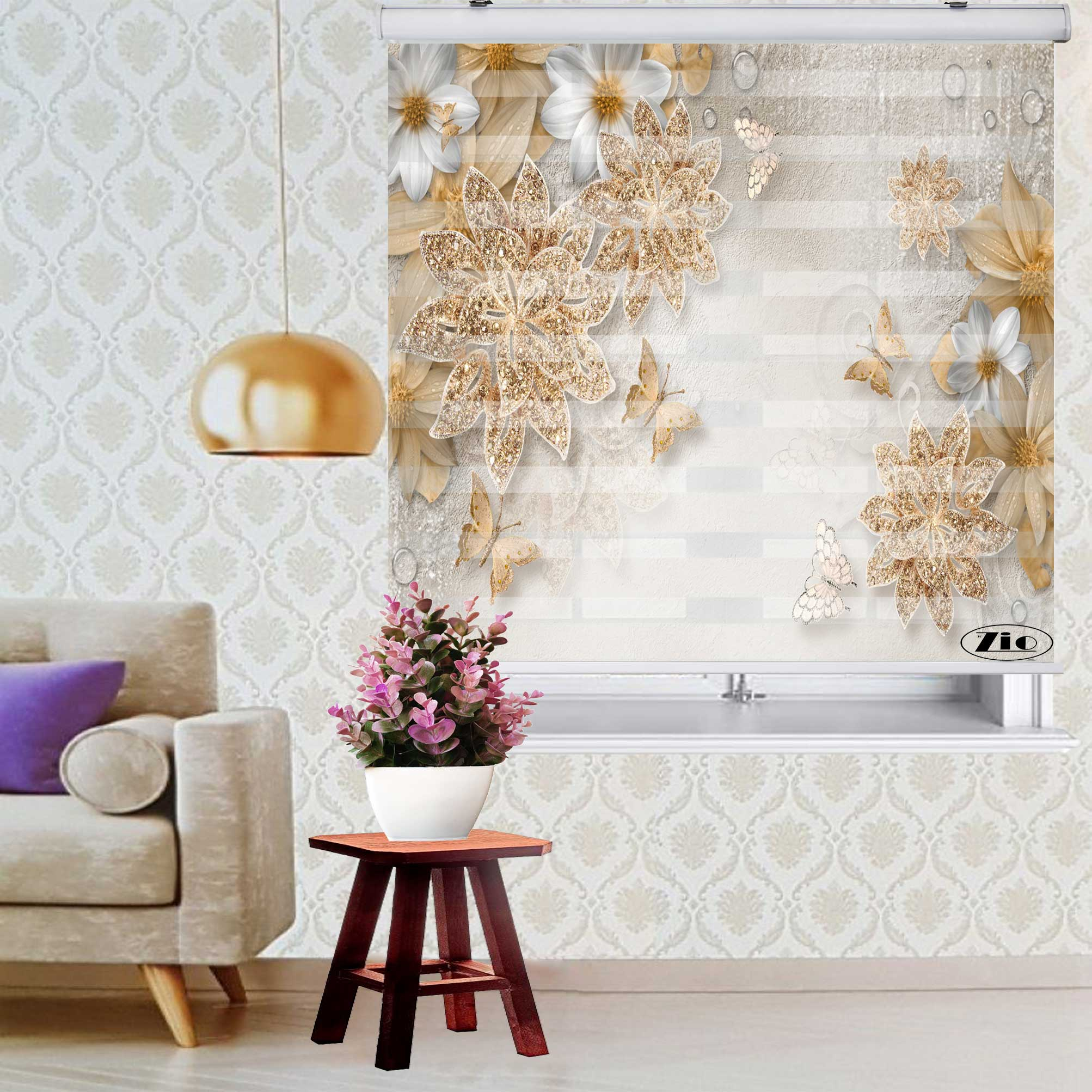 پرده زبرا زیو کد 3D1043 سایز 150x150 سانتی متر