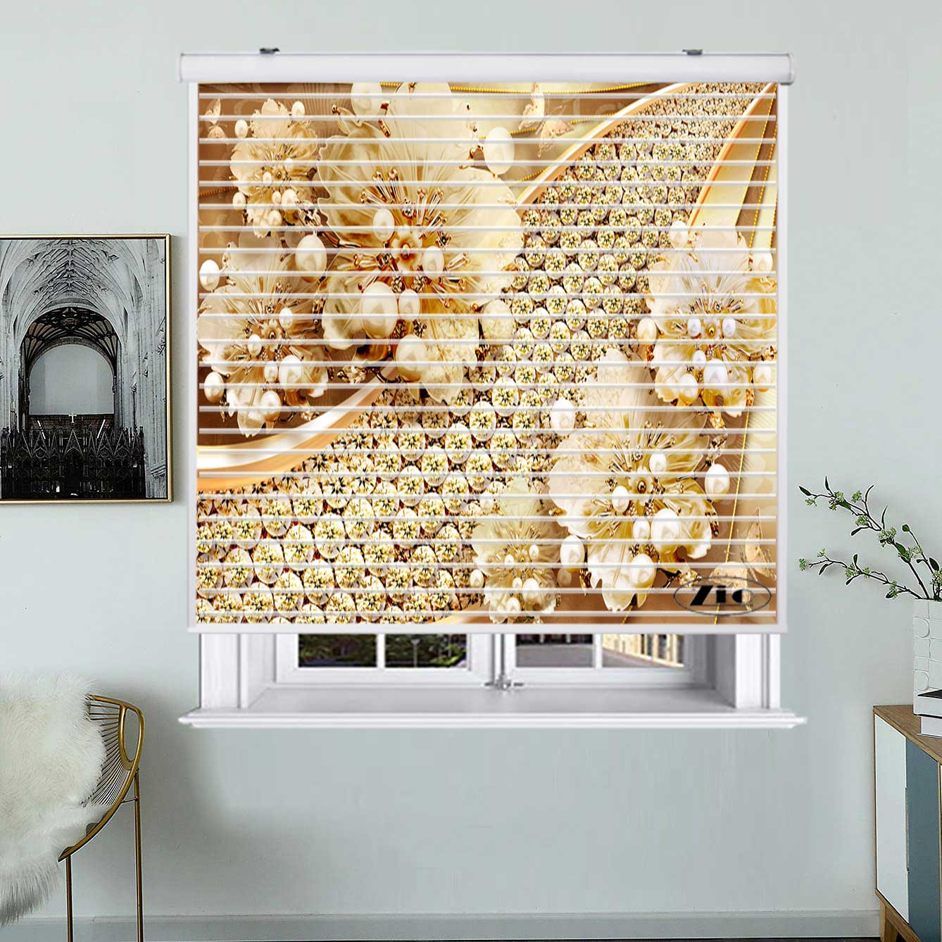 پرده زبرا زیو مدل سیلوئت 3D1330 سایز 150x150 سانتی متر