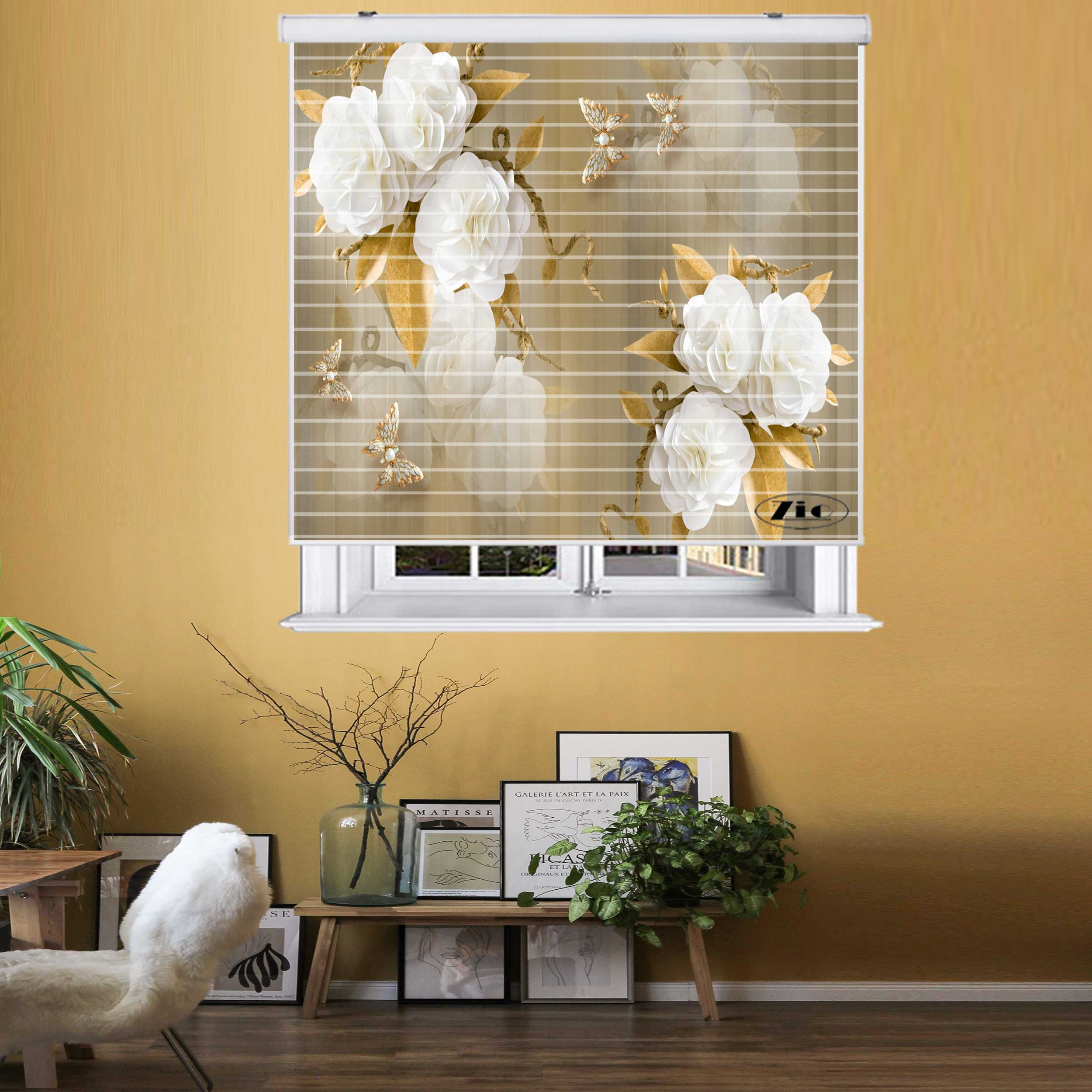 پرده زبرا زیو مدل سیلوئت 3D1211 سایز 150x150 سانتی متر