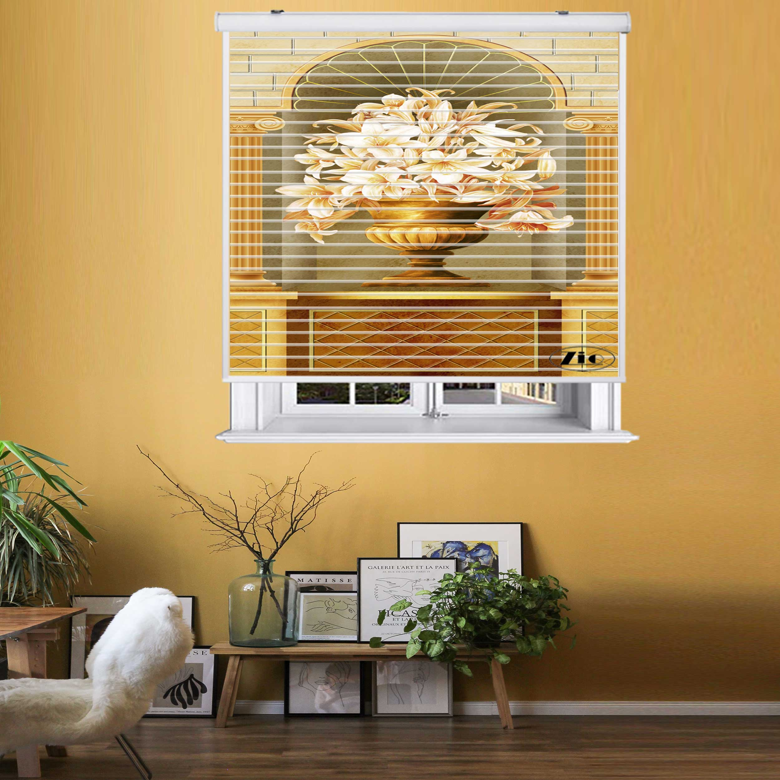 پرده زبرا زیو مدل سیلوئت 3D1434 سایز 150x150 سانتی متر