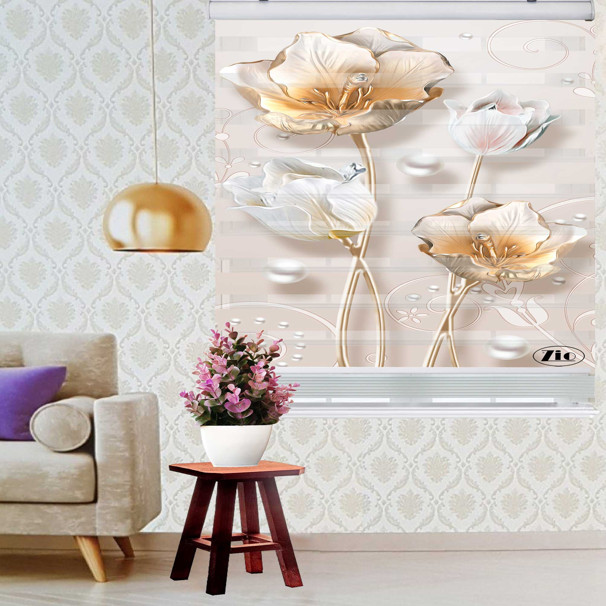 پرده زبرا زیو کد 1080 سایز 150x150 سانتی متر