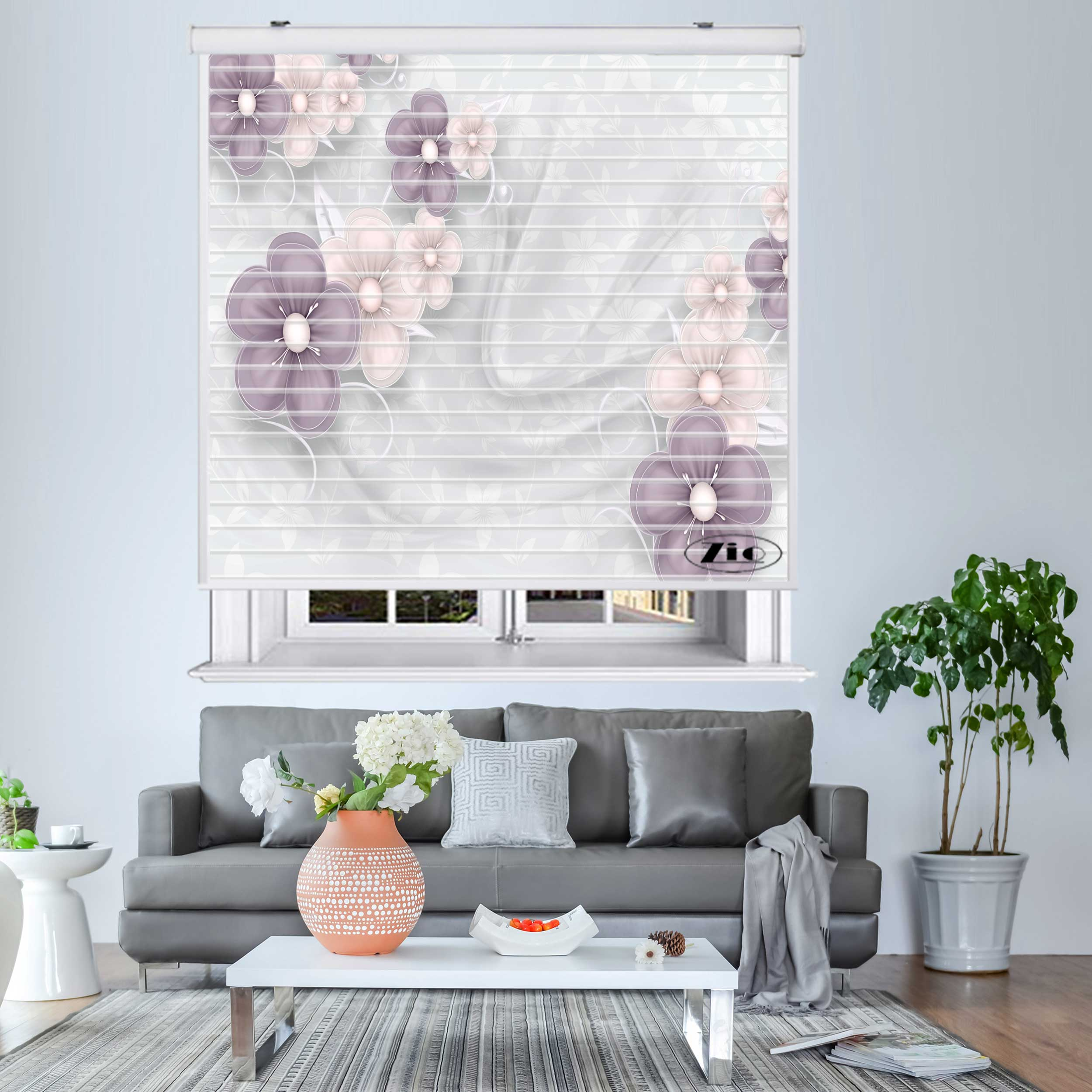 پرده زبرا زیو مدل سیلوئت 3D1264 سایز 150x150 سانتی متر