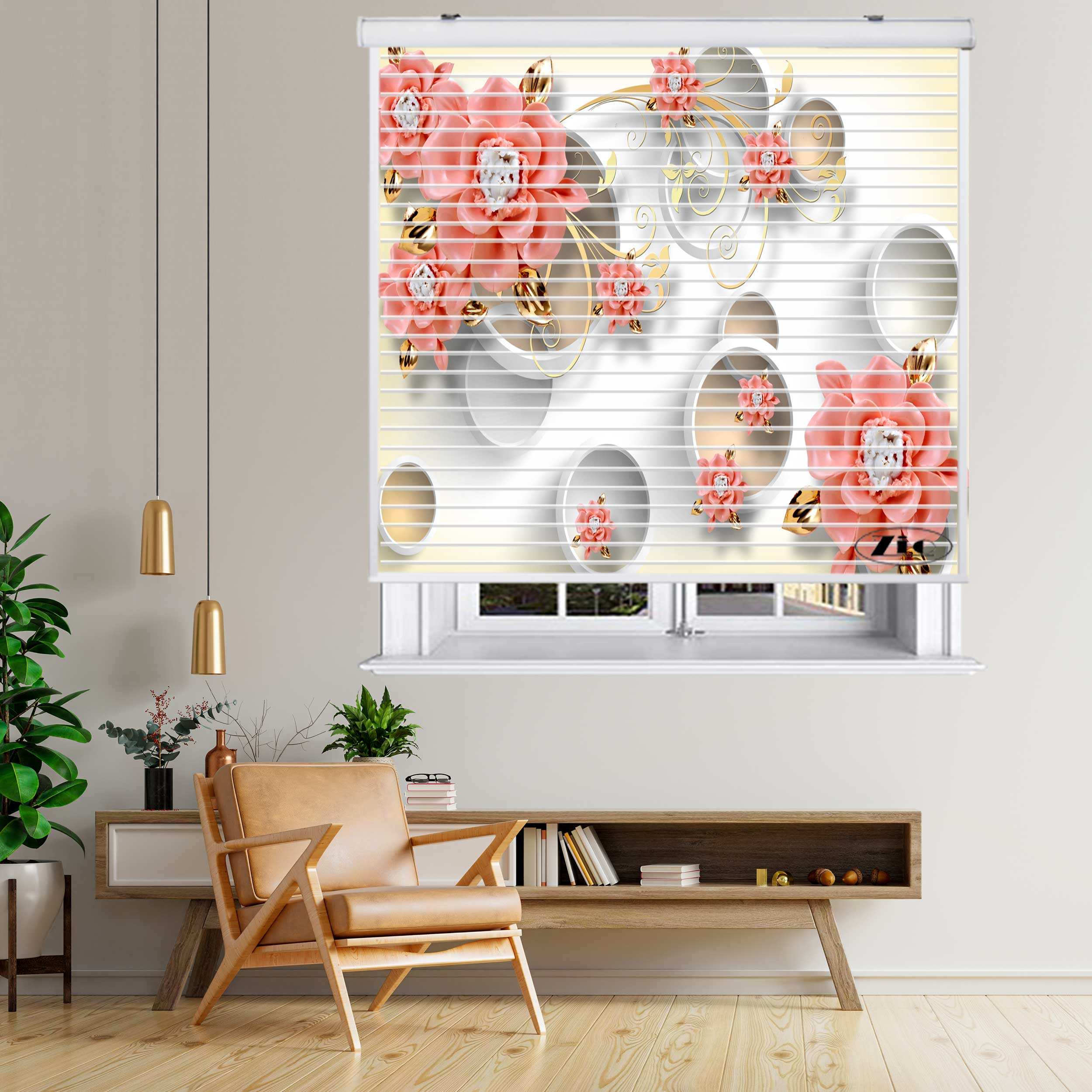 پرده زبرا زیو مدل سیلوئت 3D1478 سایز 150x150 سانتی متر