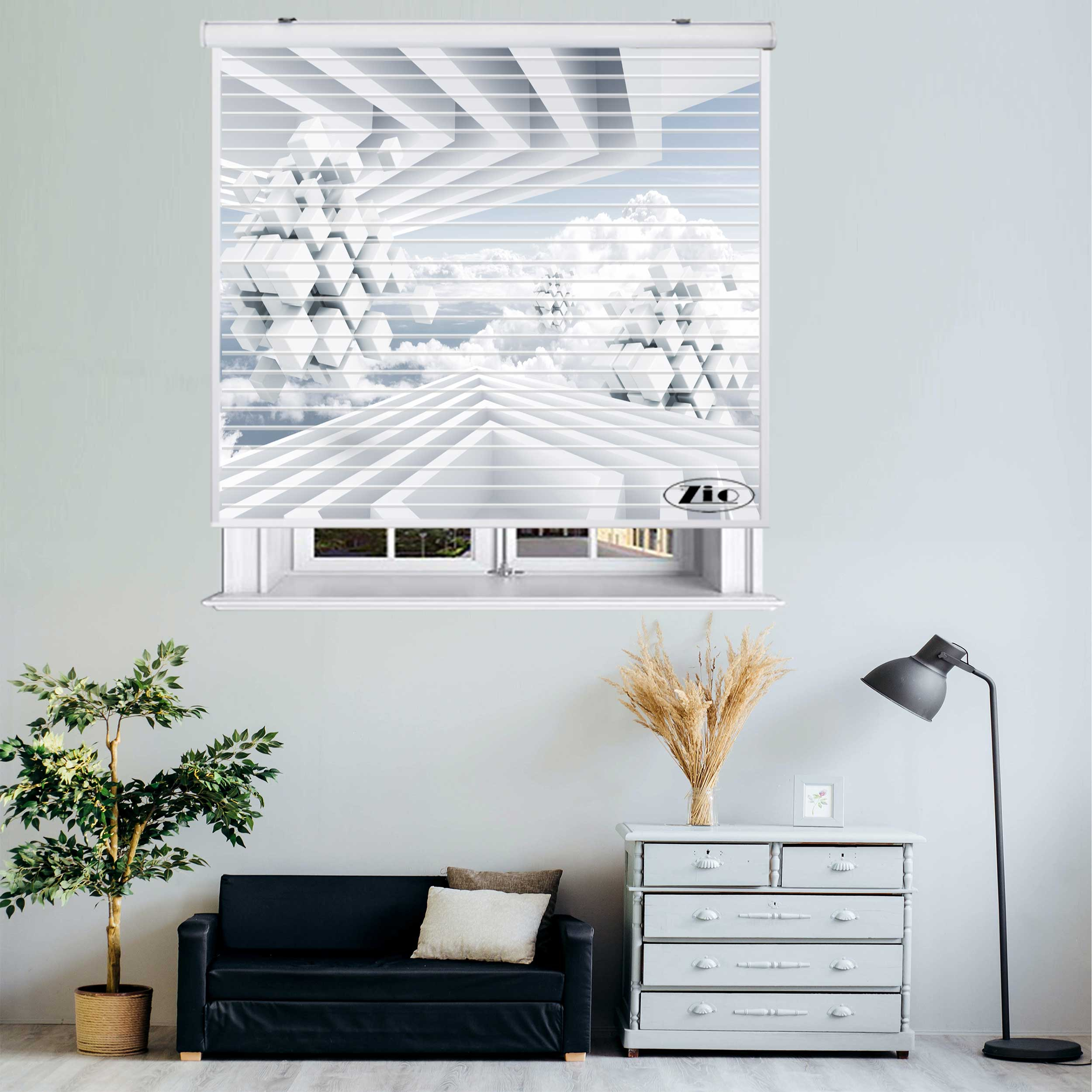 پرده زبرا زیو مدل سیلوئت 3D1512 سایز 150x150 سانتی متر