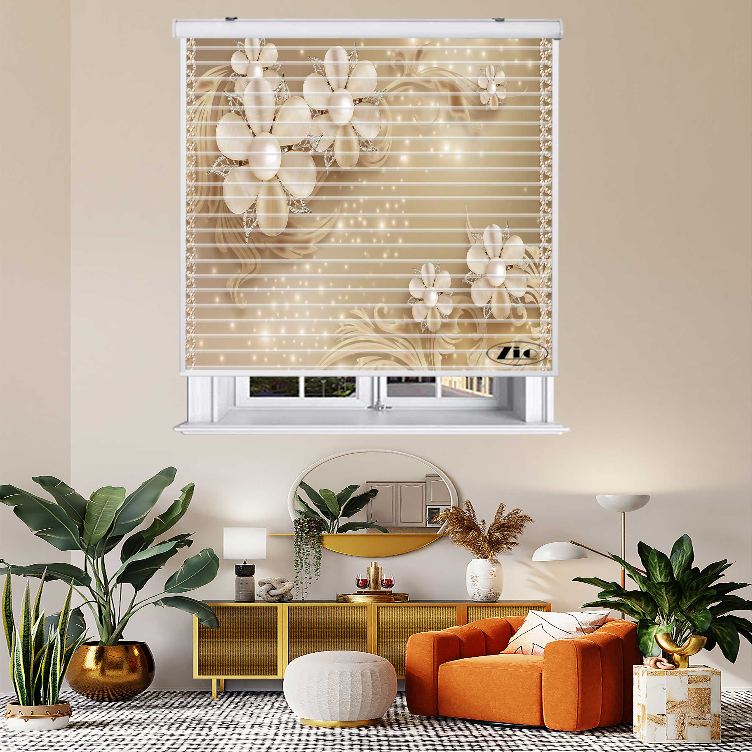 پرده زبرا زیو مدل سیلوئت 3D1319 سایز 150x150 سانتی متر