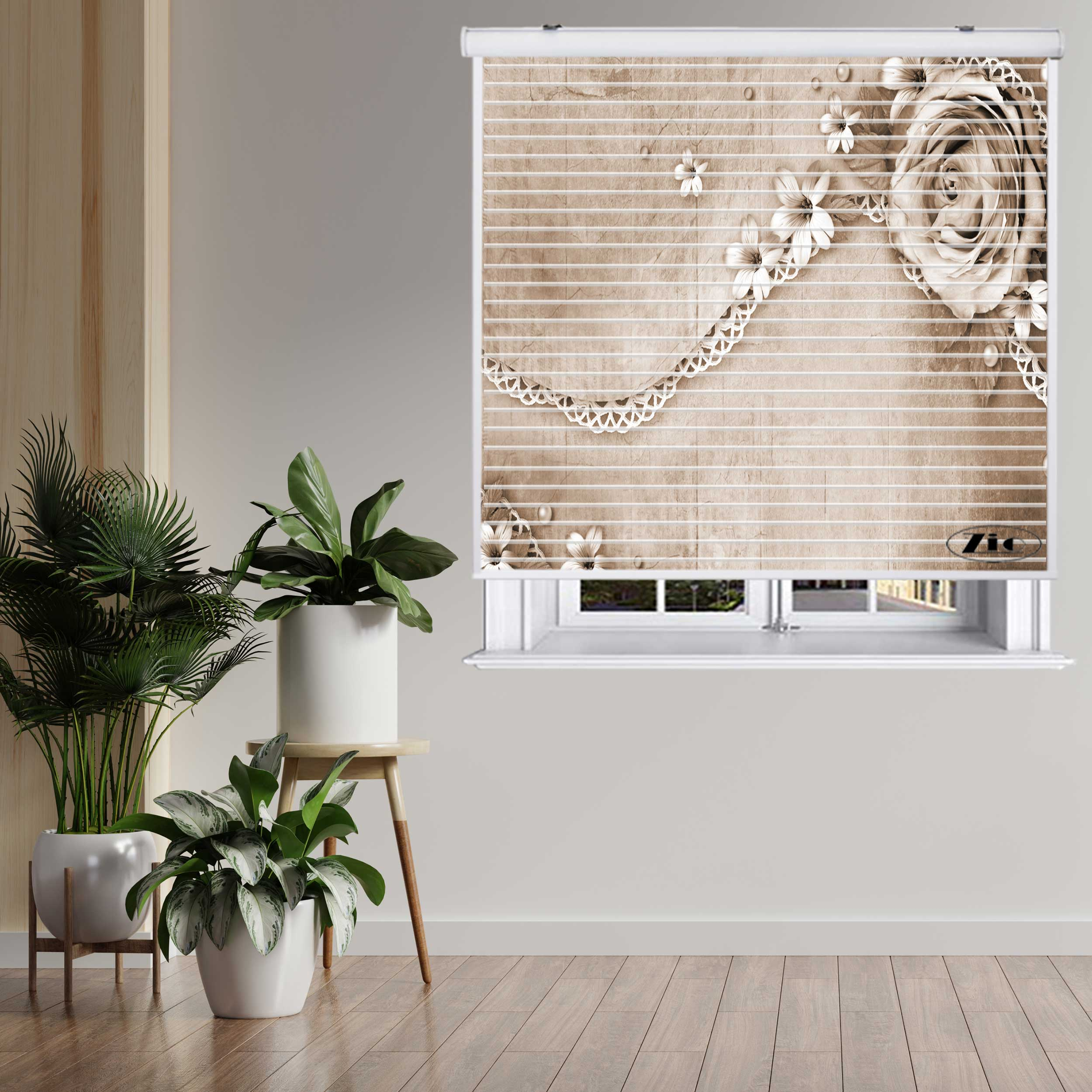 پرده زبرا زیو مدل سیلوئت 3D1457 سایز 150x150 سانتی متر