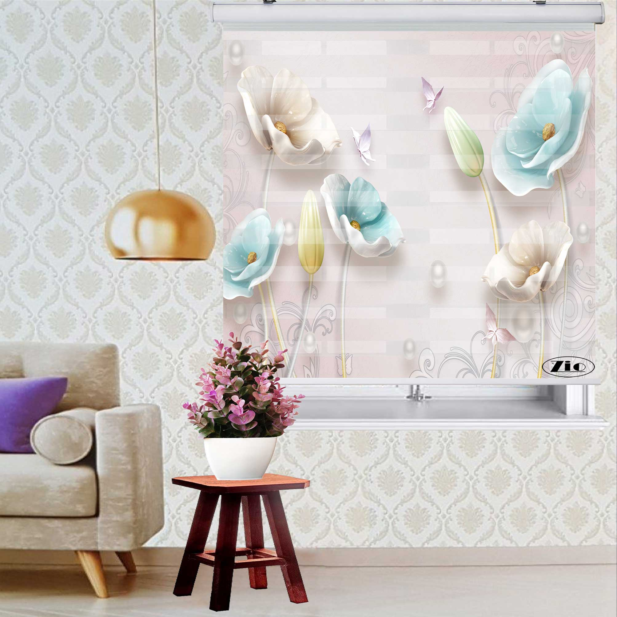 پرده زبرا زیو کد 3D1057 سایز 150x150 سانتی متر
