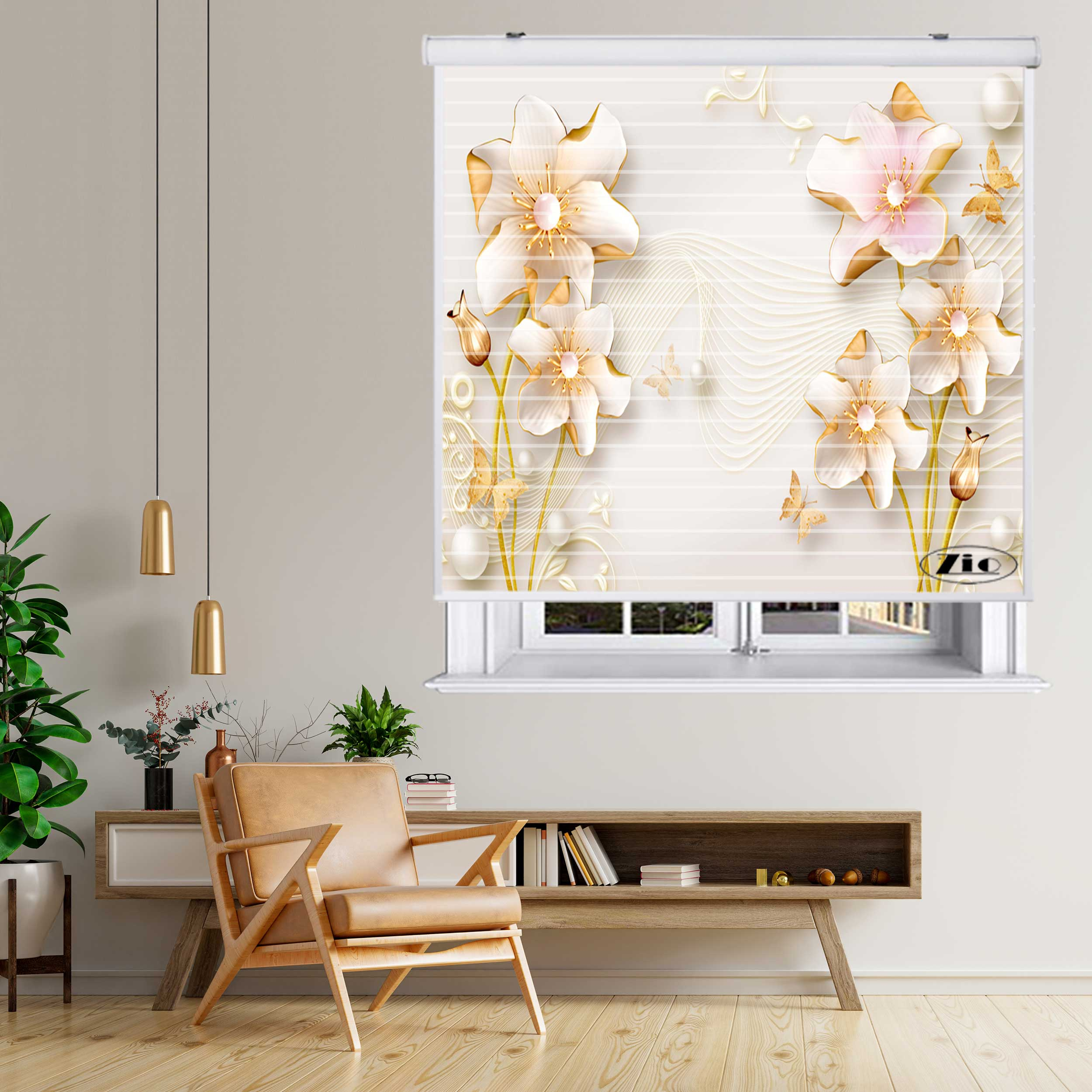 پرده زبرا زیو مدل سیلوئت 3D1219 سایز 150x150 سانتی متر