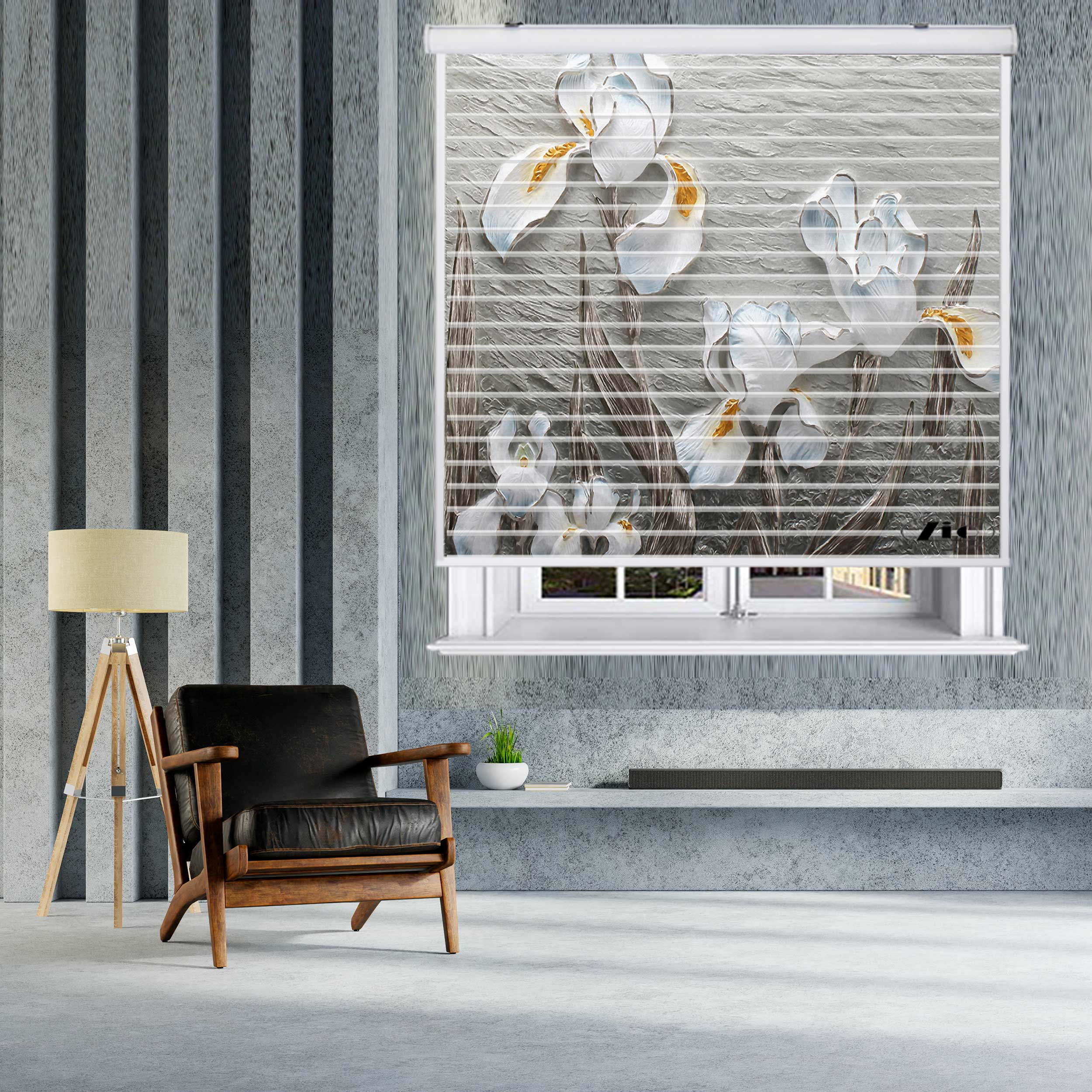 پرده زبرا زیو مدل سیلوئت 3D1314 سایز 150x150 سانتی متر