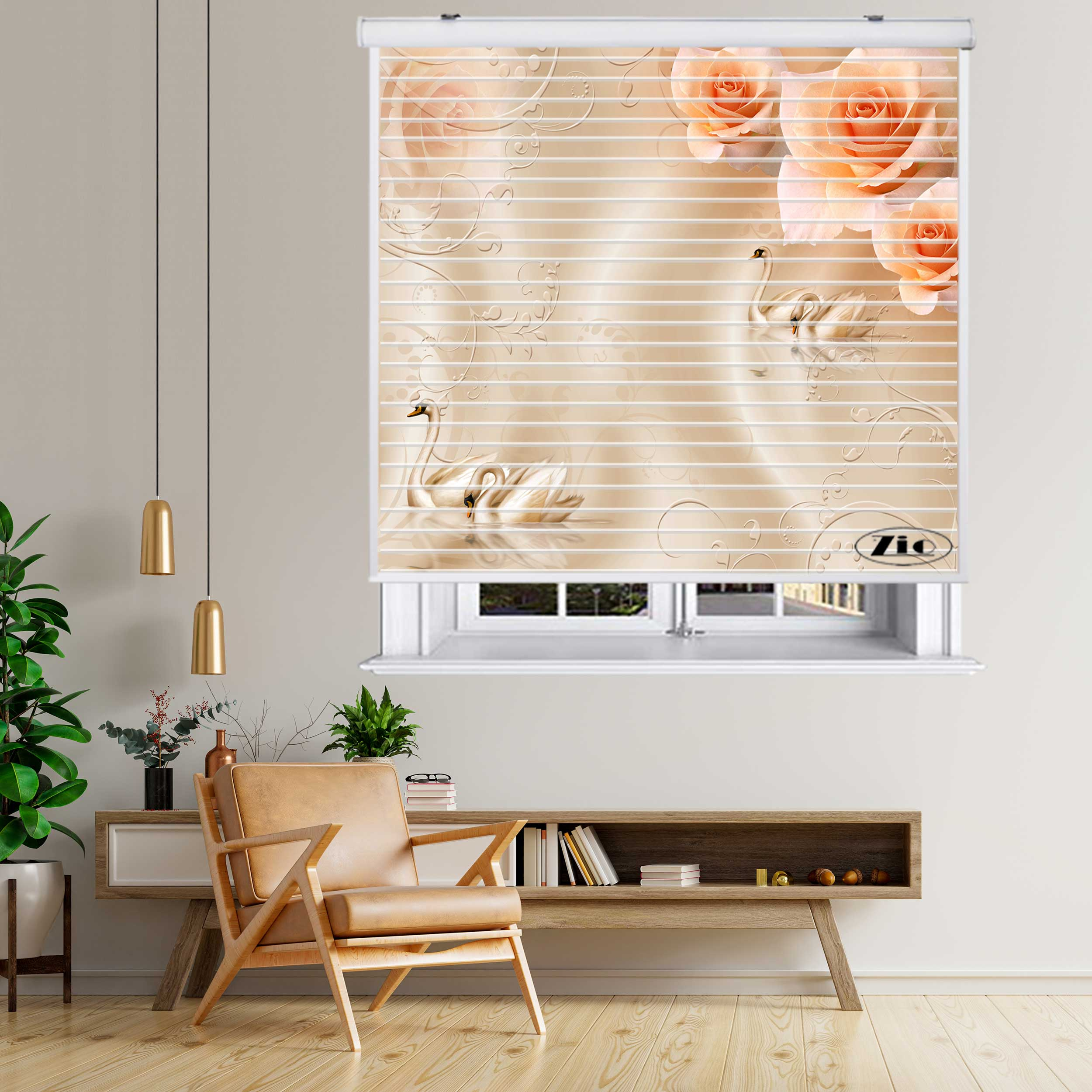 پرده زبرا زیو مدل سیلوئت 3D1412 سایز 150x150 سانتی متر