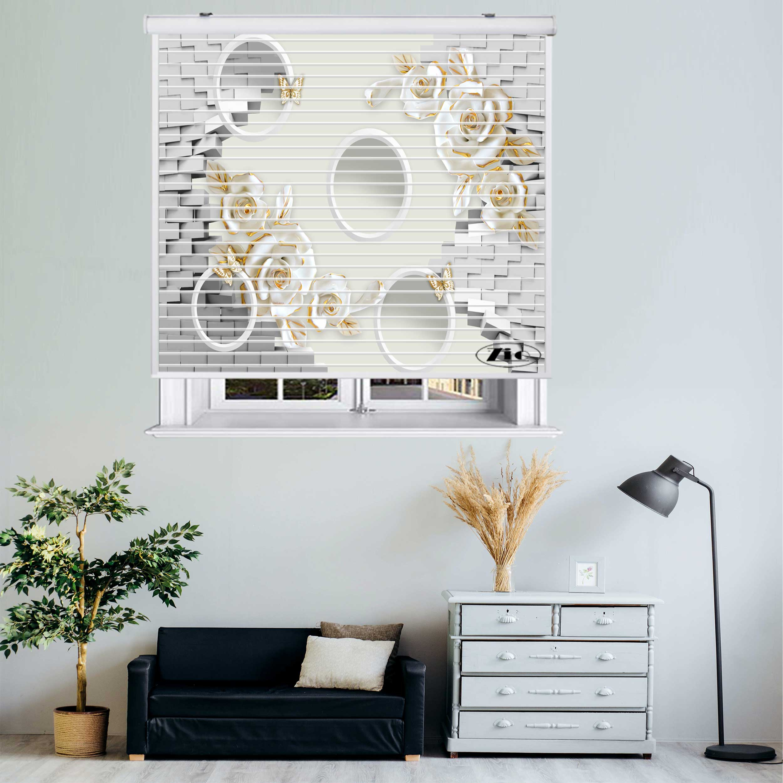 پرده زبرا زیو مدل سیلوئت 3D1377 سایز 150x150 سانتی متر