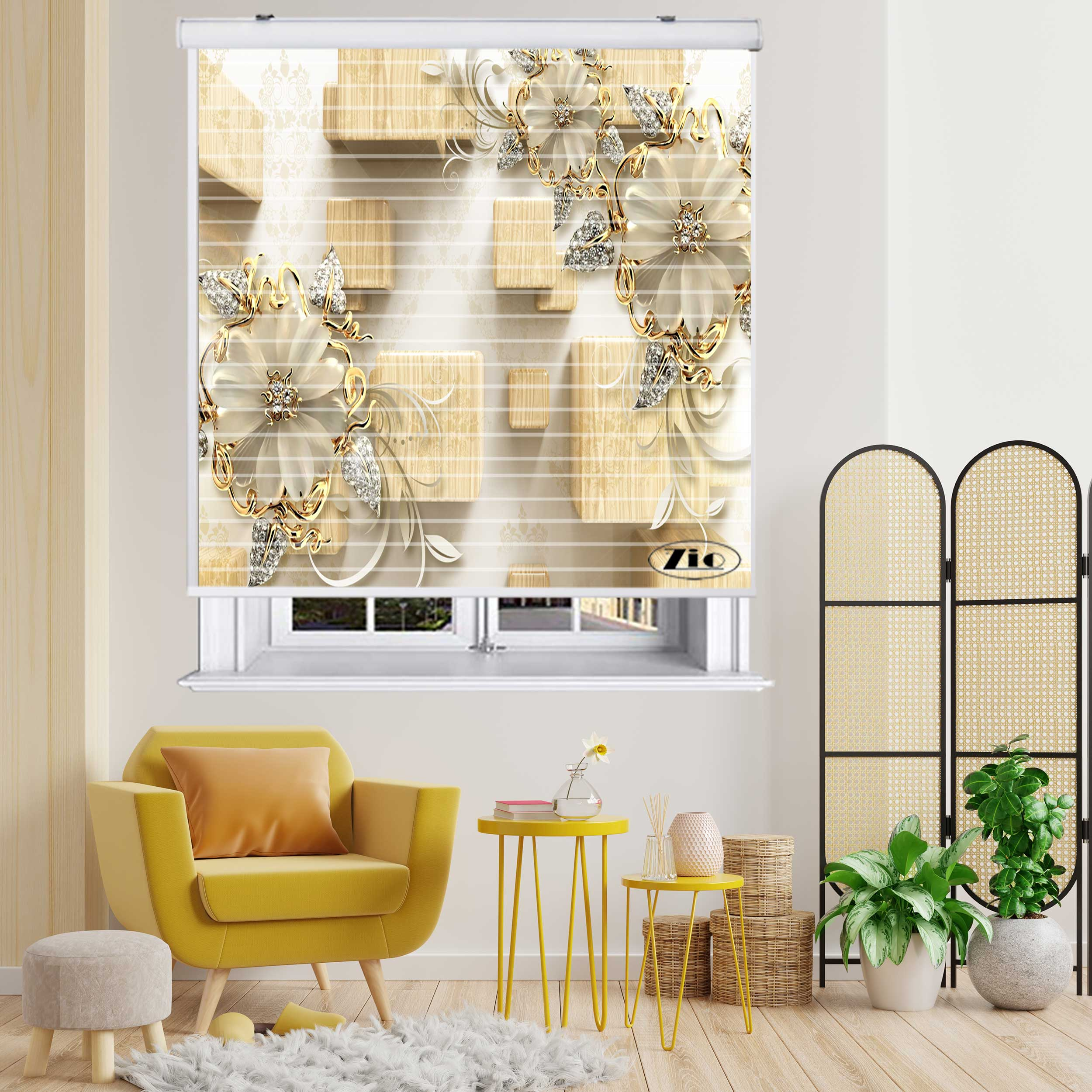 پرده زبرا زیو مدل سیلوئت 3D1231 سایز 150x150 سانتی متر