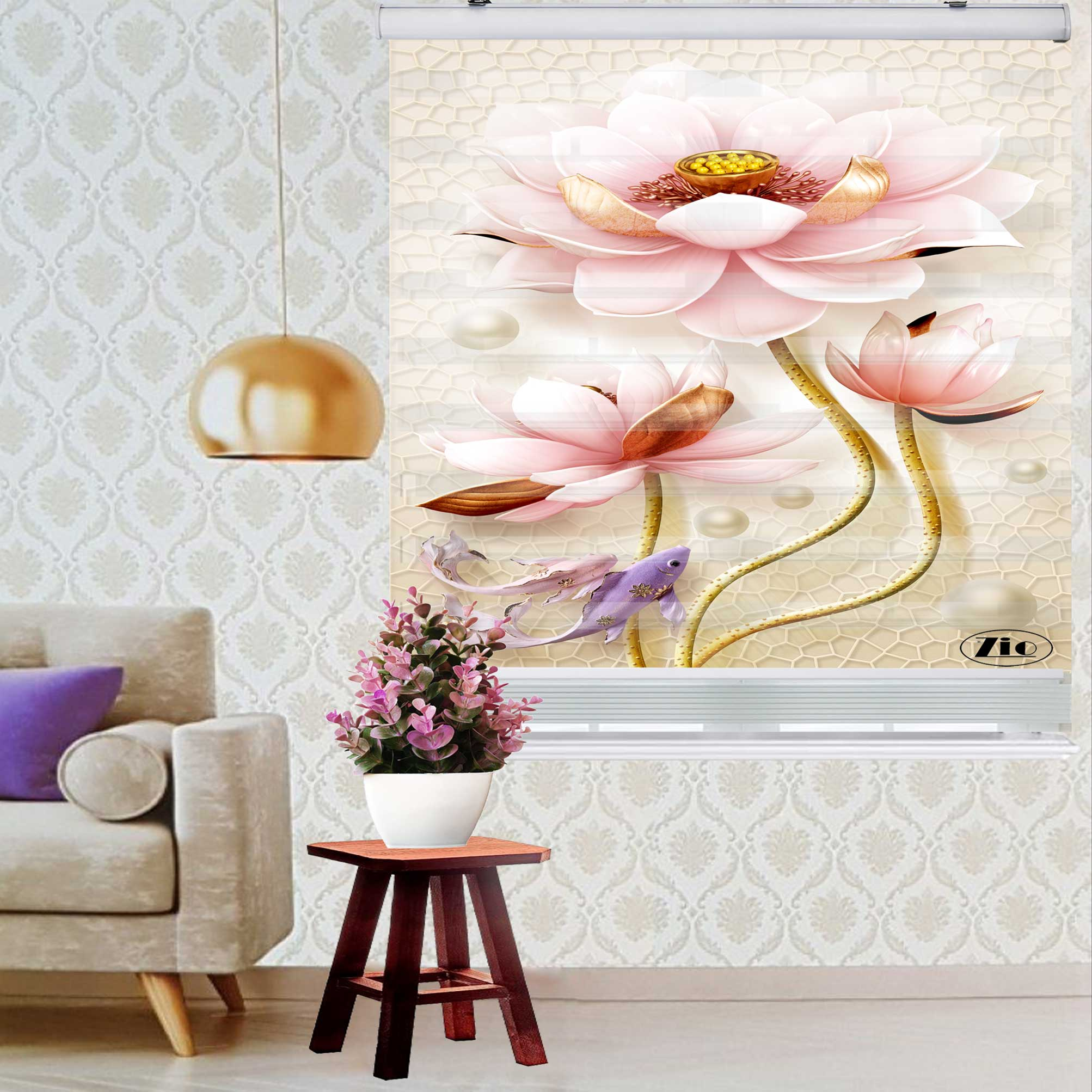 پرده زبرا زیو کد 1082 سایز 150x150 سانتی متر