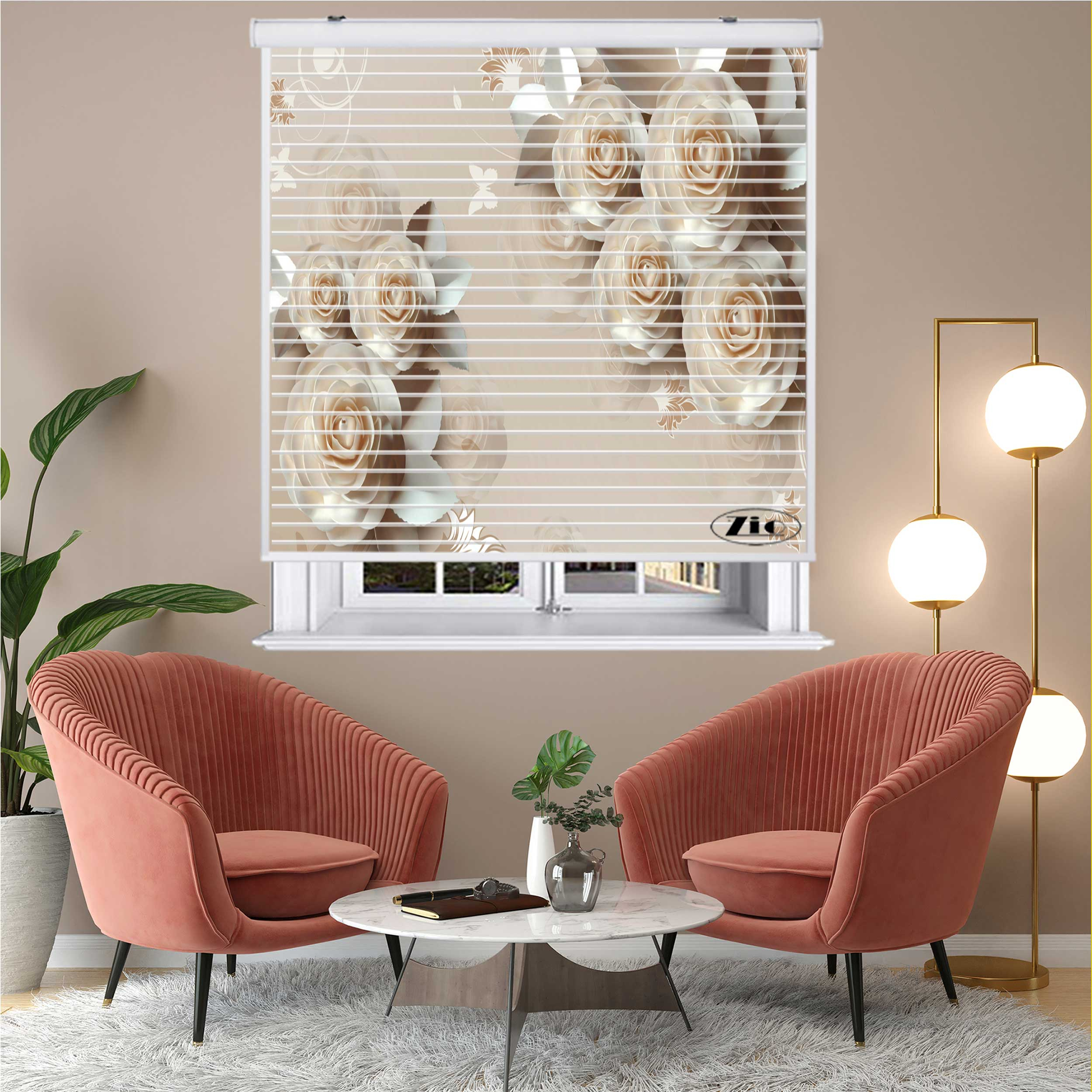 پرده زبرا زیو مدل سیلوئت 3D1379 سایز 150x150 سانتی متر
