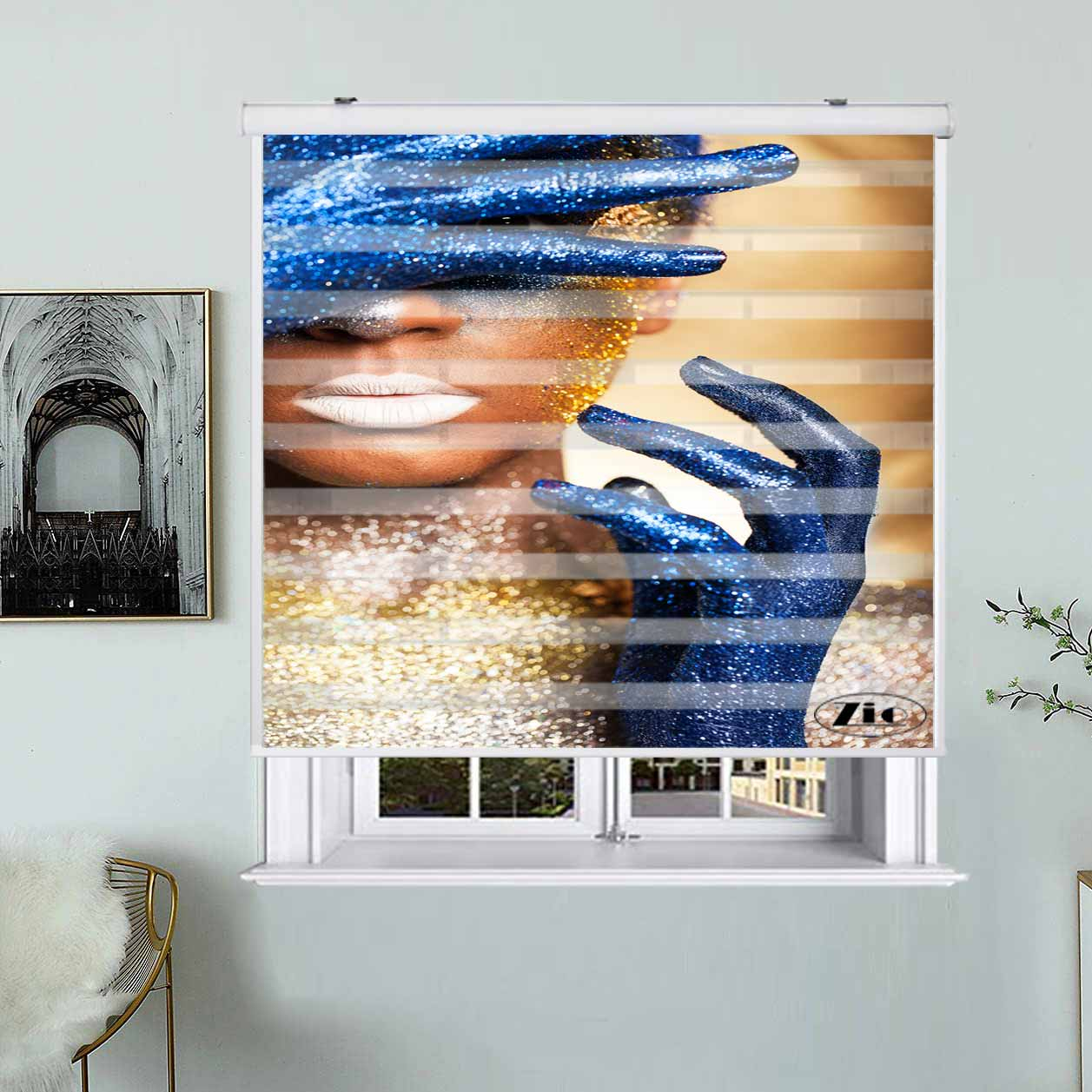 پرده زبرا زیو کد W4022 سایز 150X150 سانتی متر
