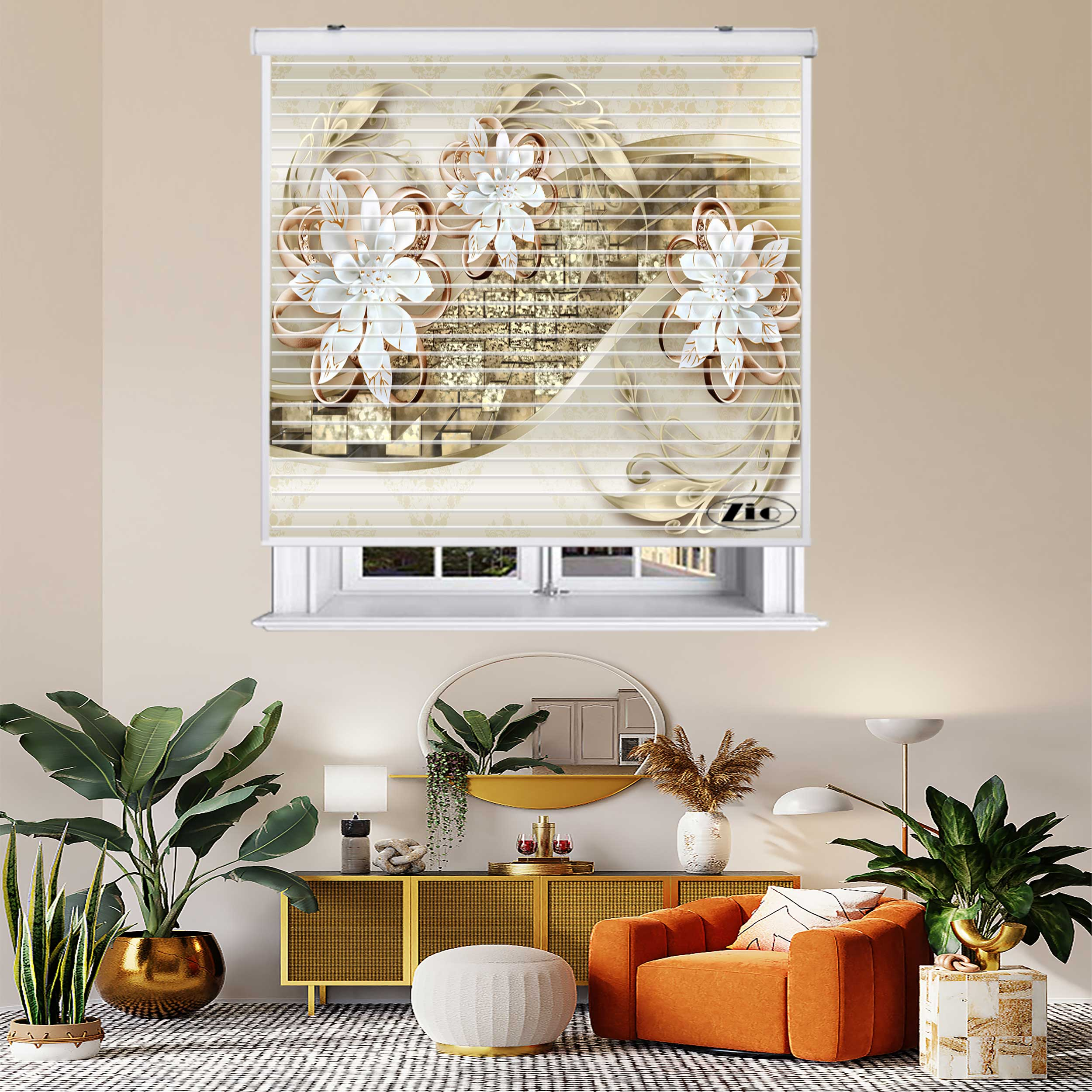 پرده زبرا زیو مدل سیلوئت 3D1506 سایز 150x150 سانتی متر