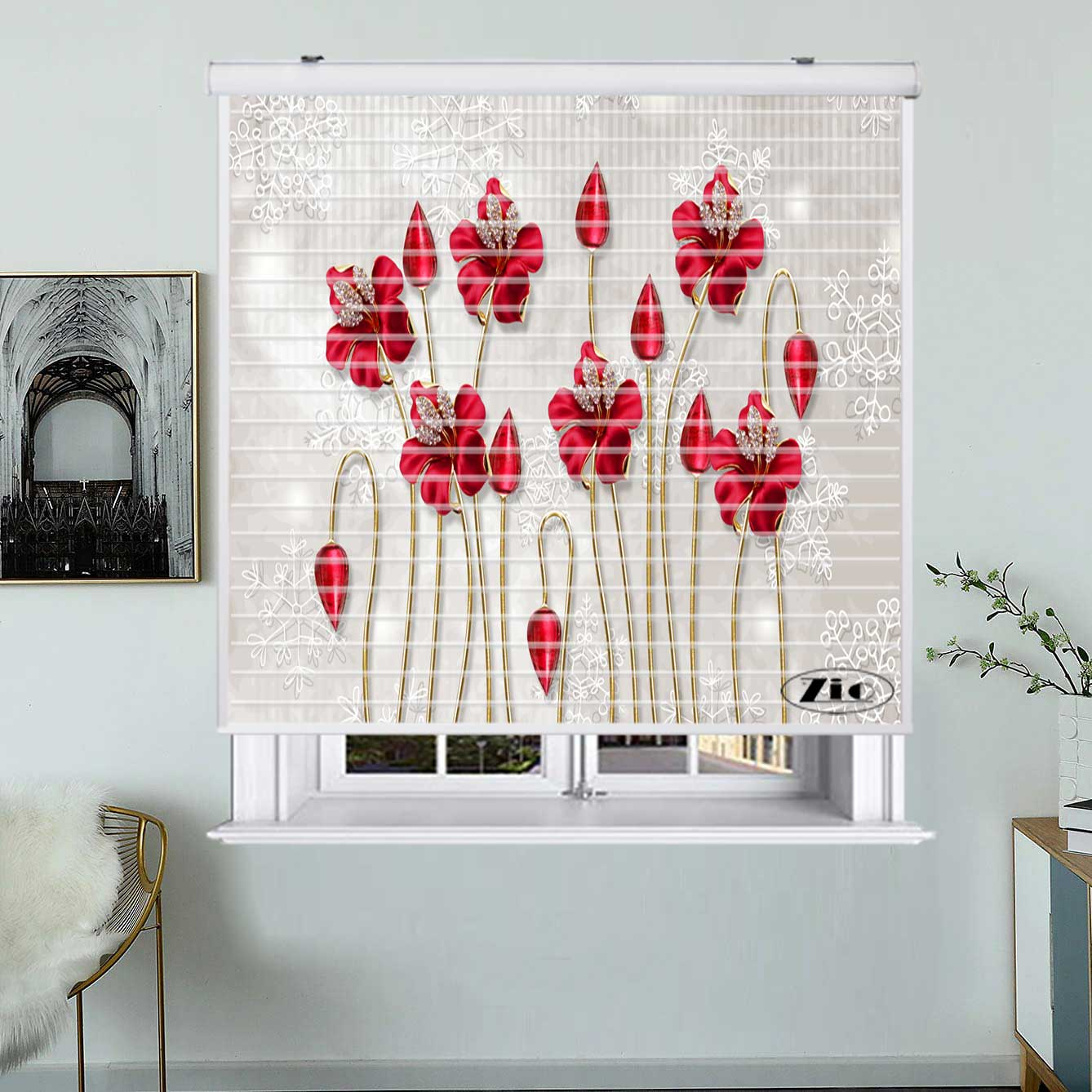 پرده زبرا زیو مدل سیلوئت 3D1270 سایز 150x150 سانتی متر