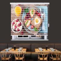 پرده زبرا زیو طرح صبحانه کد B8 سایز 100x280 سانتی متر
