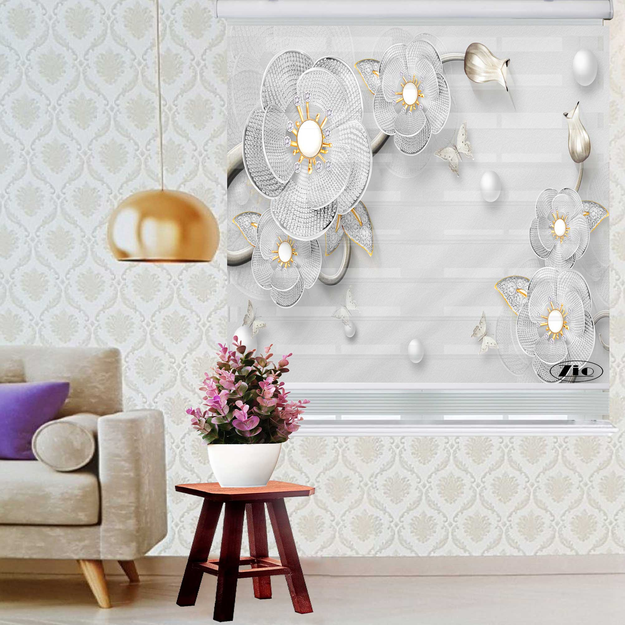 پرده زبرا زیو کد 1096 سایز 150x150 سانتی متر