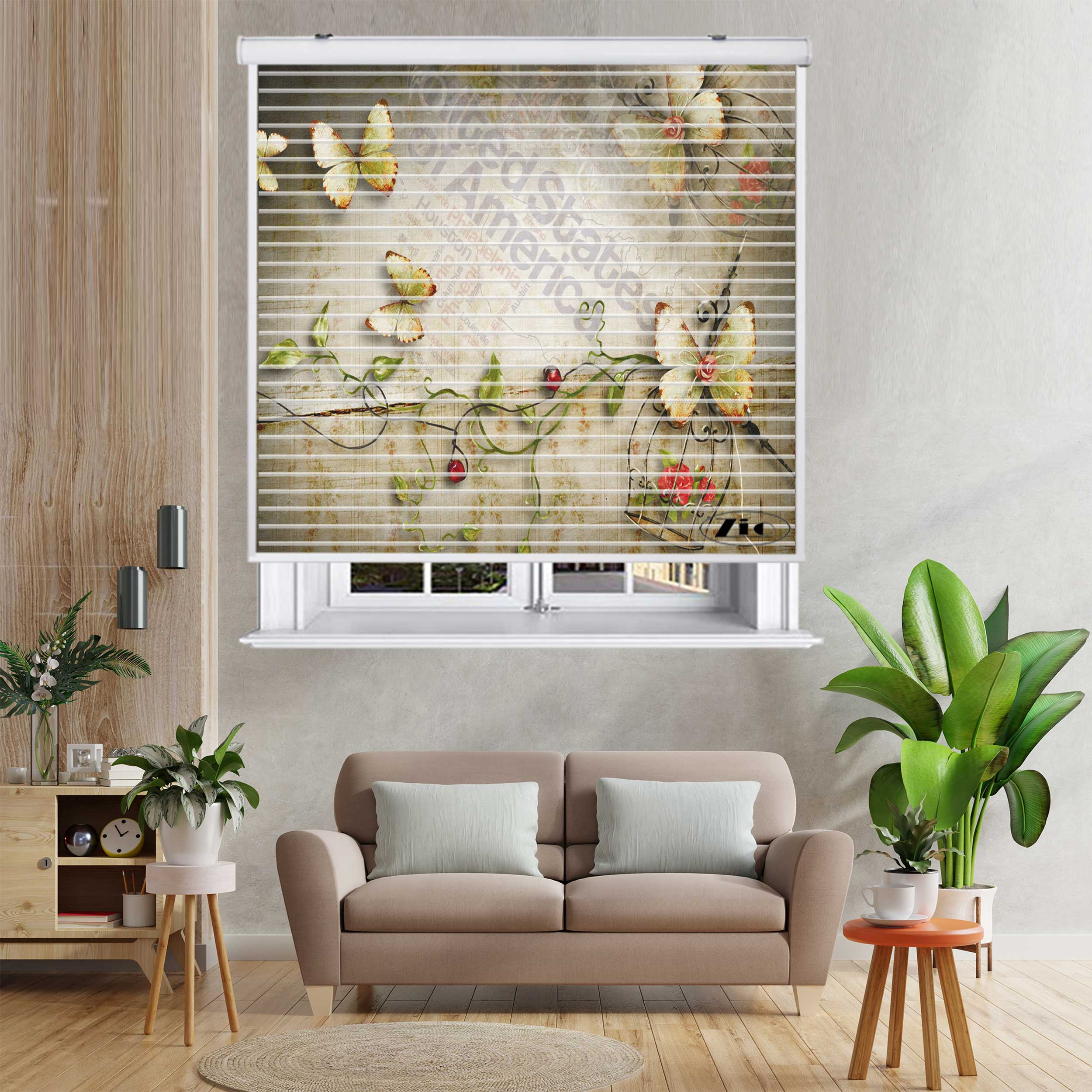 پرده زبرا زیو مدل سیلوئت 3D1538 سایز 150x150 سانتی متر