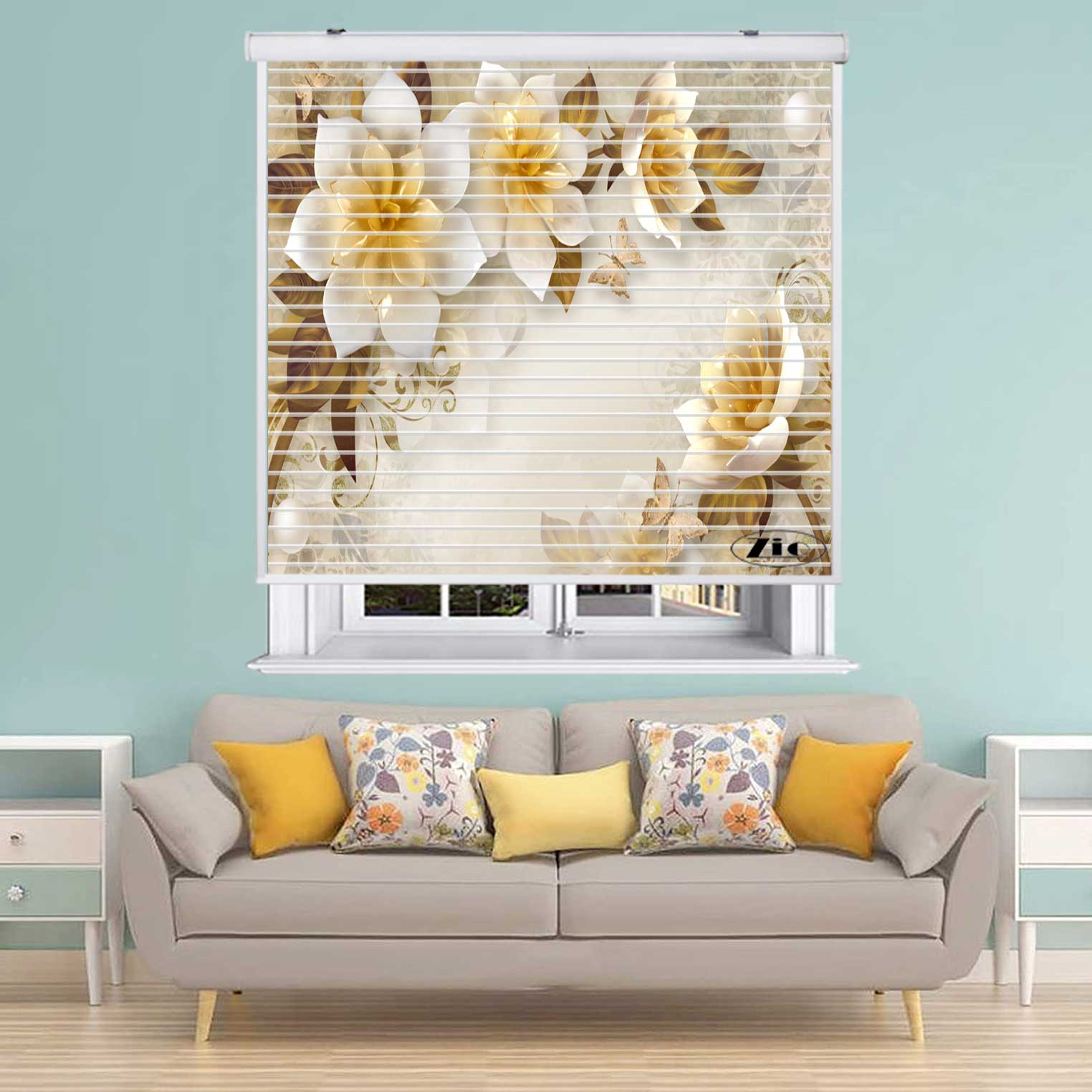 پرده زبرا زیو مدل سیلوئت 3D1531 سایز 150x150 سانتی متر
