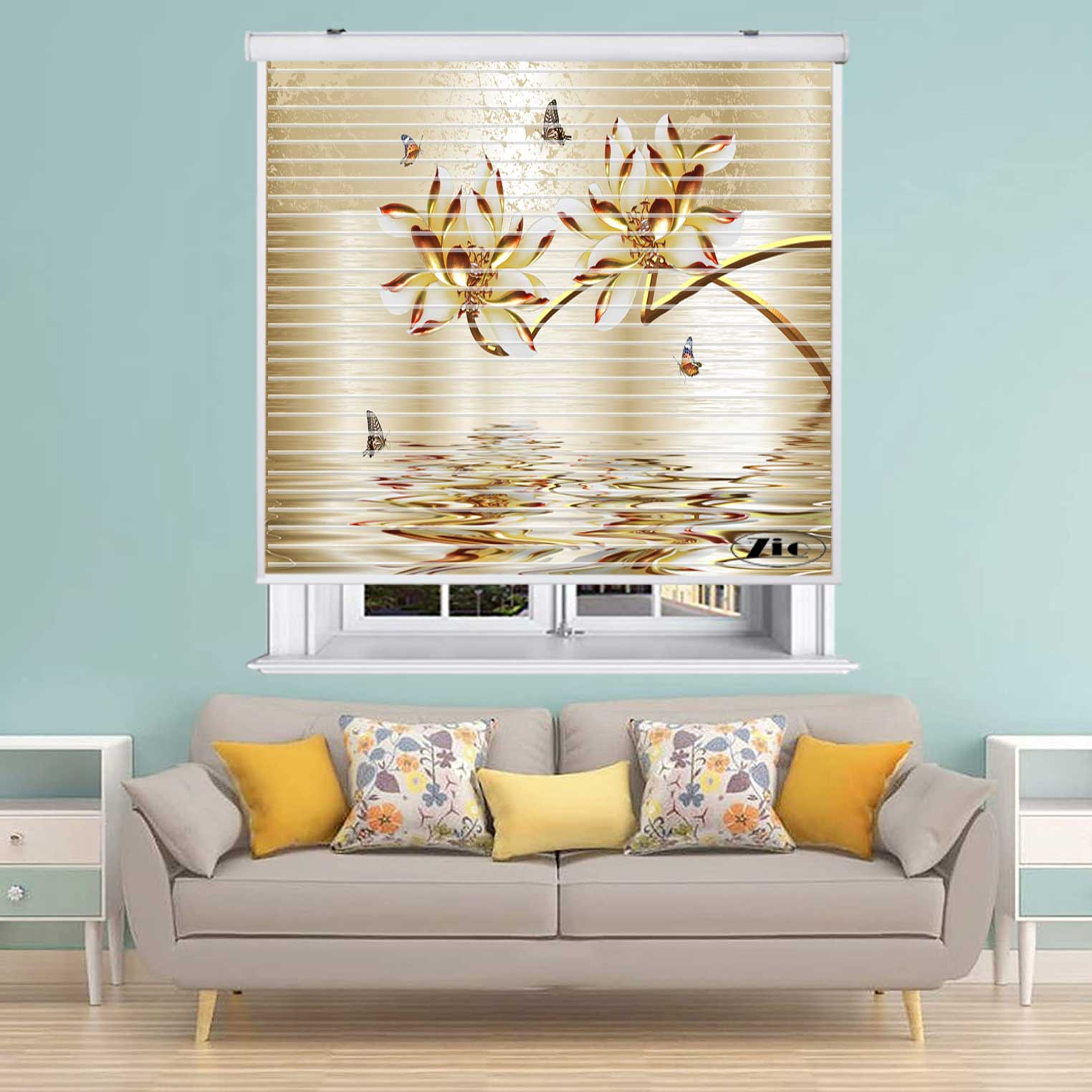 پرده زبرا زیو مدل سیلوئت 3D1386 سایز 150x150 سانتی متر