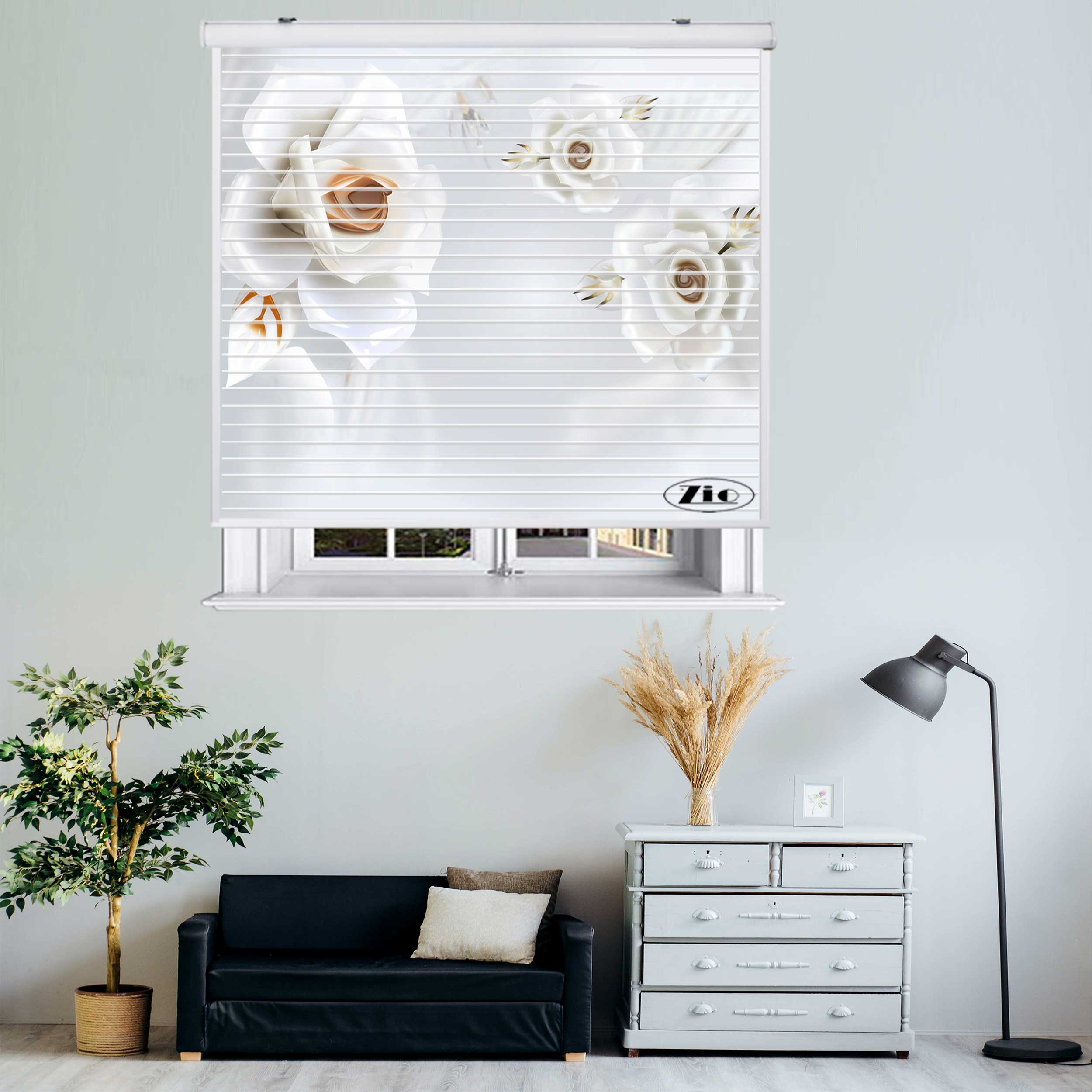 پرده زبرا زیو مدل سیلوئت 3D1391 سایز 150x150 سانتی متر