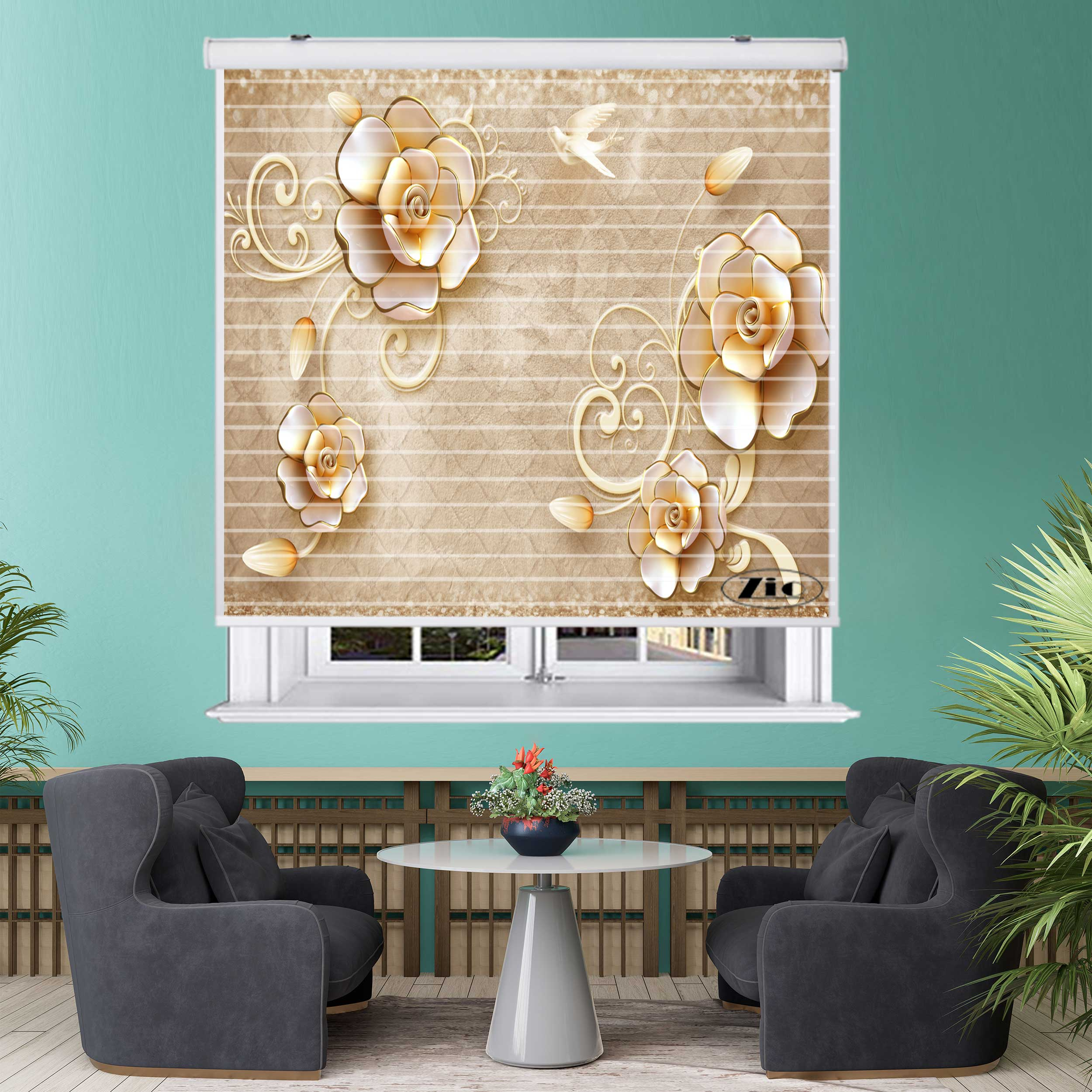 پرده زبرا زیو مدل سیلوئت 3D1236 سایز 150x150 سانتی متر