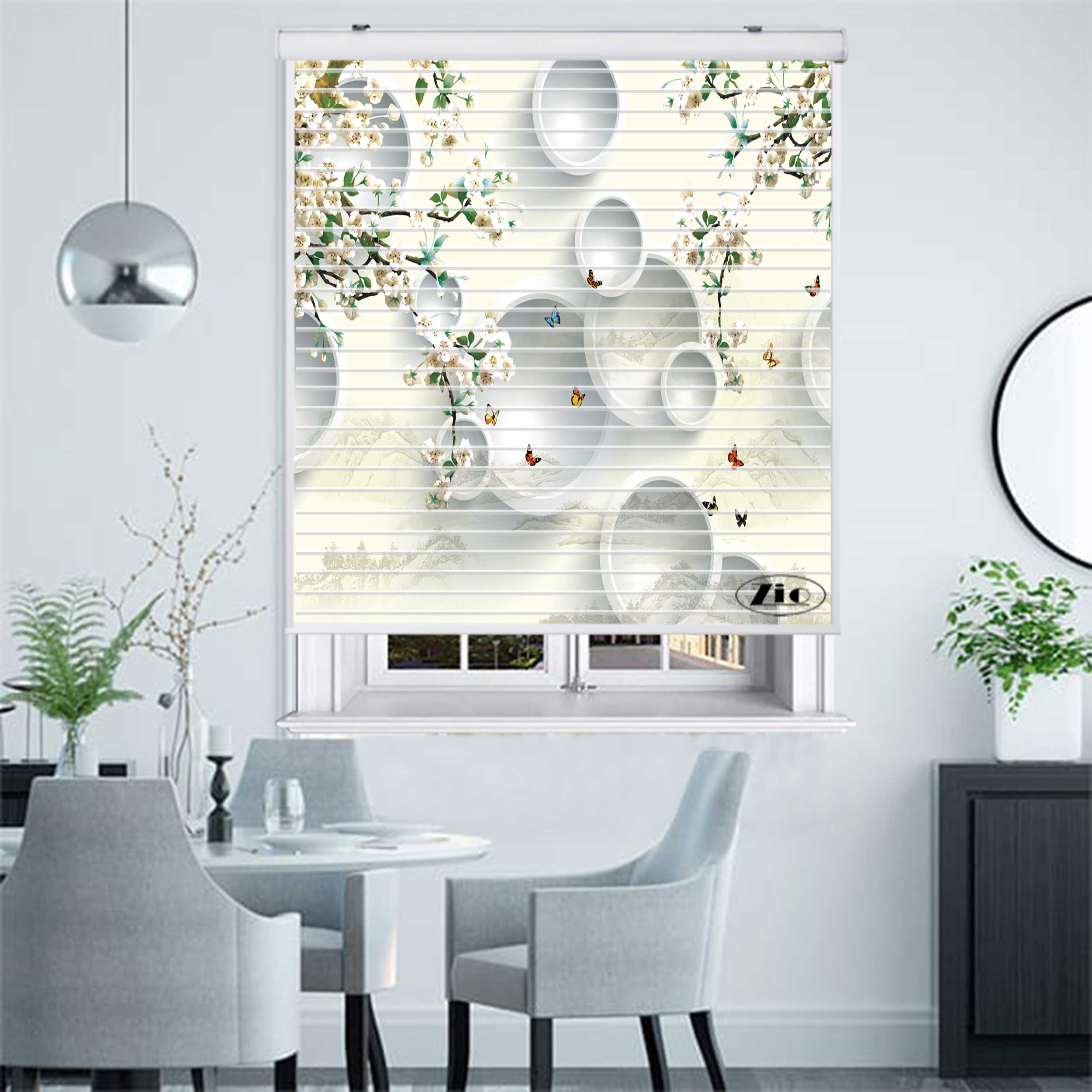پرده زبرا زیو مدل سیلوئت 3D1447 سایز 150x150 سانتی متر