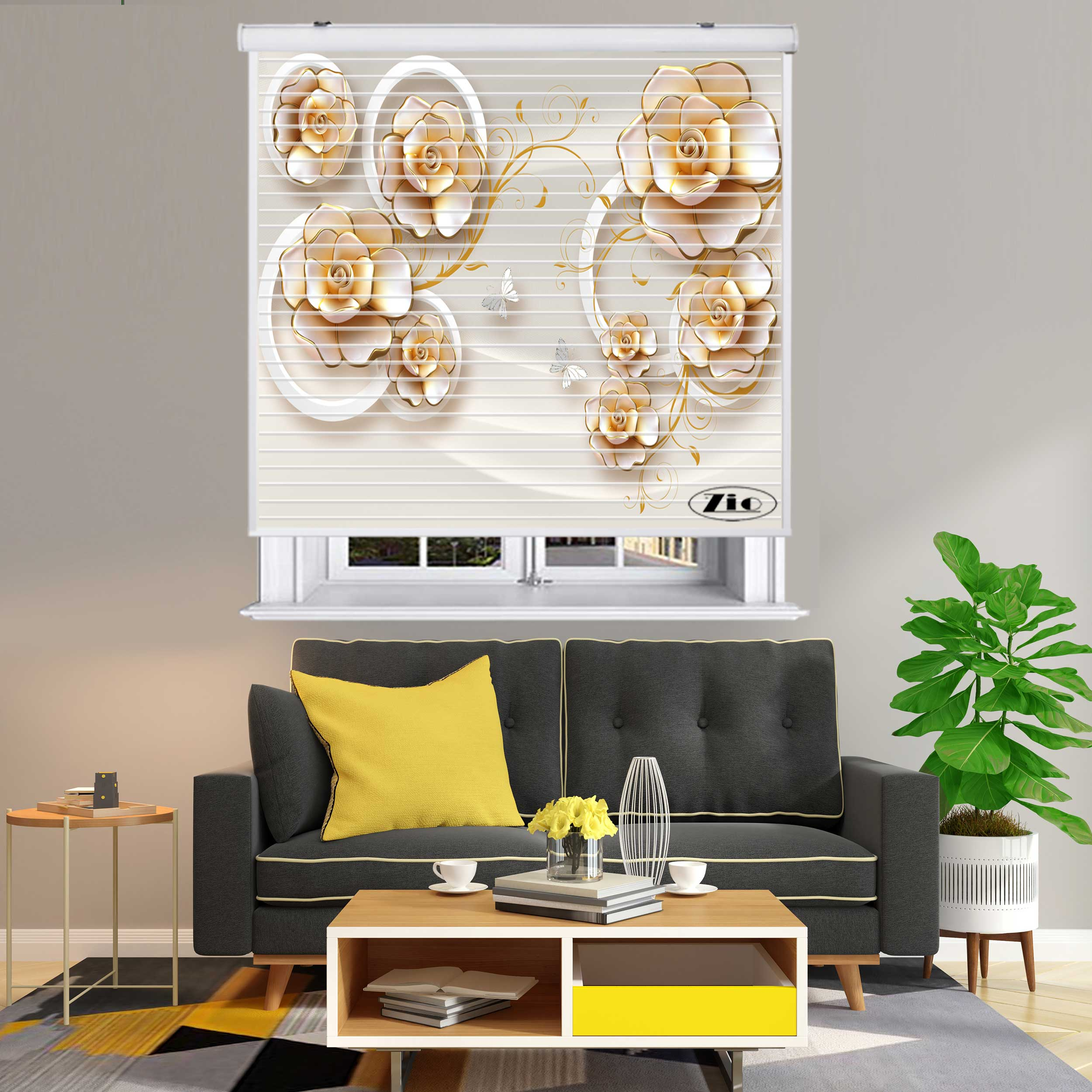 پرده زبرا زیو مدل سیلوئت 3D1541 سایز 150x150 سانتی متر