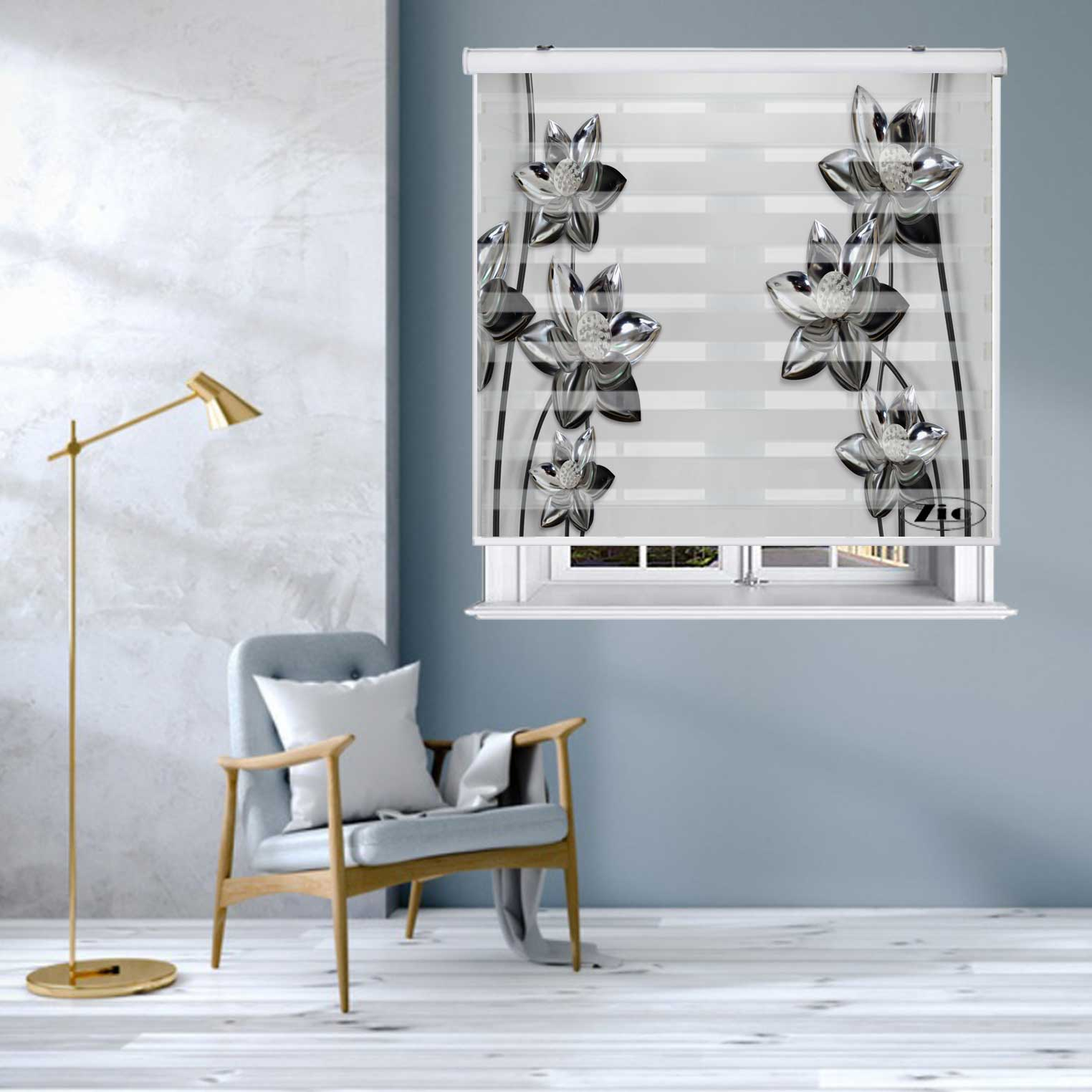پرده زبرا زیو کد 3D1490 سایز 150X150 سانتی متر.